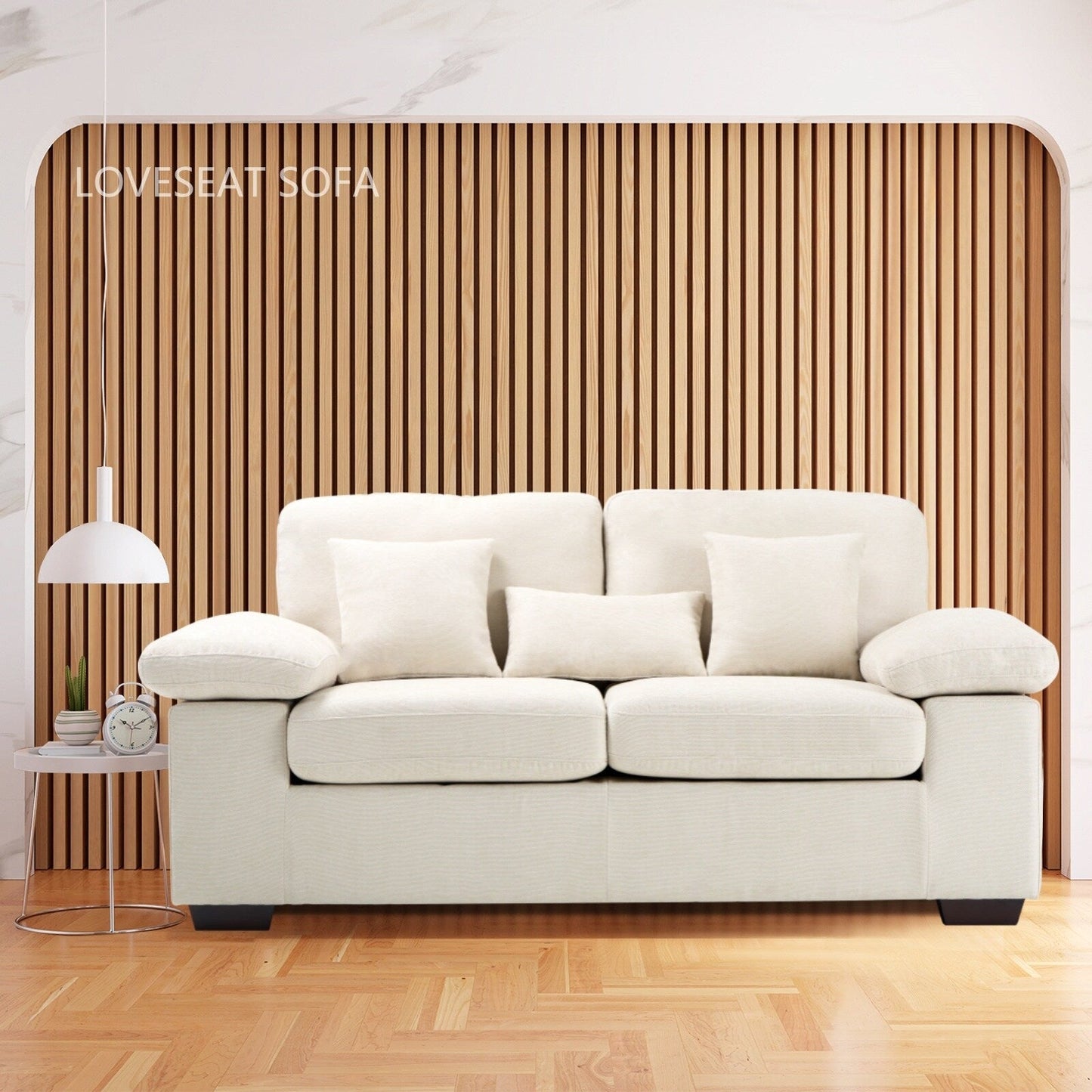 Plush Chenille Loveseat 73 - Includes Bonus 3 Pillows & Removable Back Cushion - Living Room 2-Seater Sofa