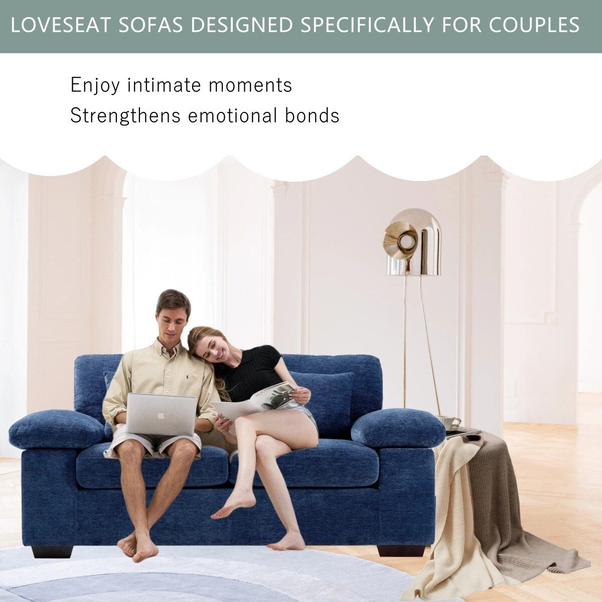 Plush Chenille Loveseat 73 - Includes Bonus 3 Pillows & Removable Back Cushion - Living Room 2-Seater Sofa