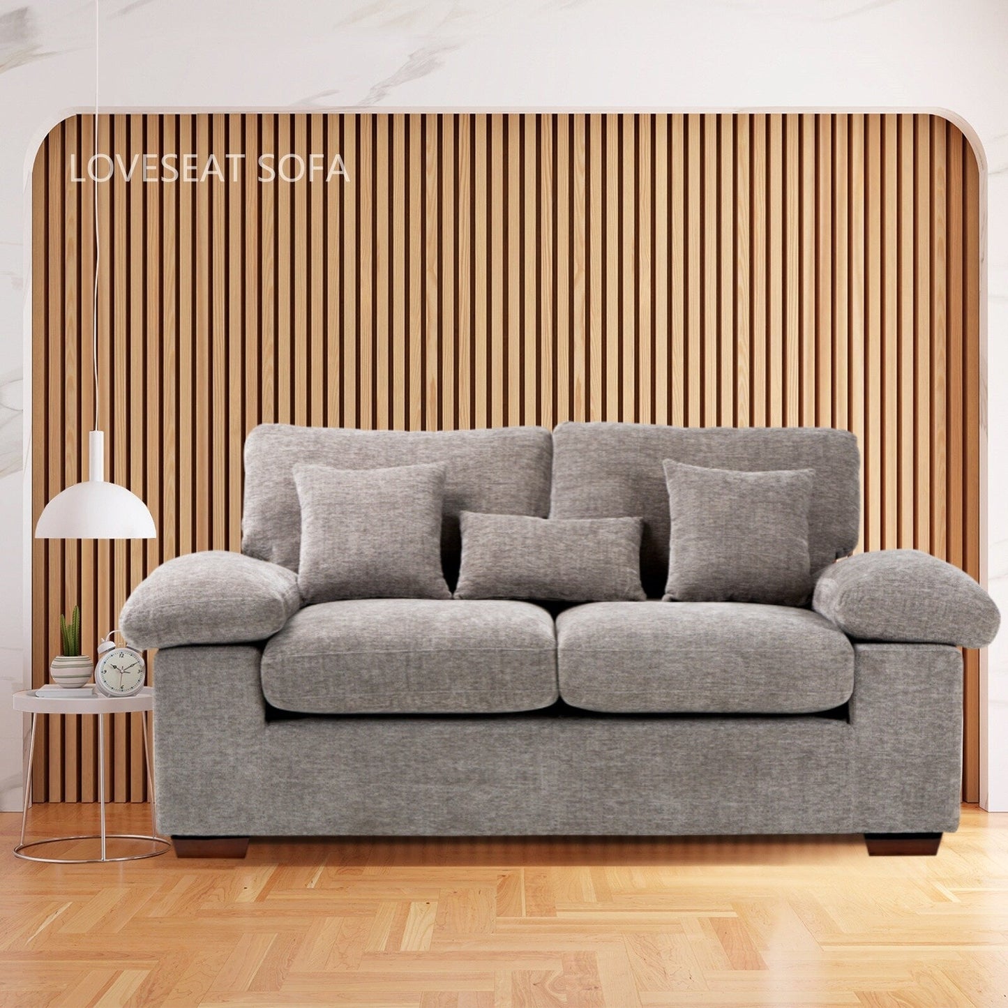 Plush Chenille Loveseat 73 - Includes Bonus 3 Pillows & Removable Back Cushion - Living Room 2-Seater Sofa