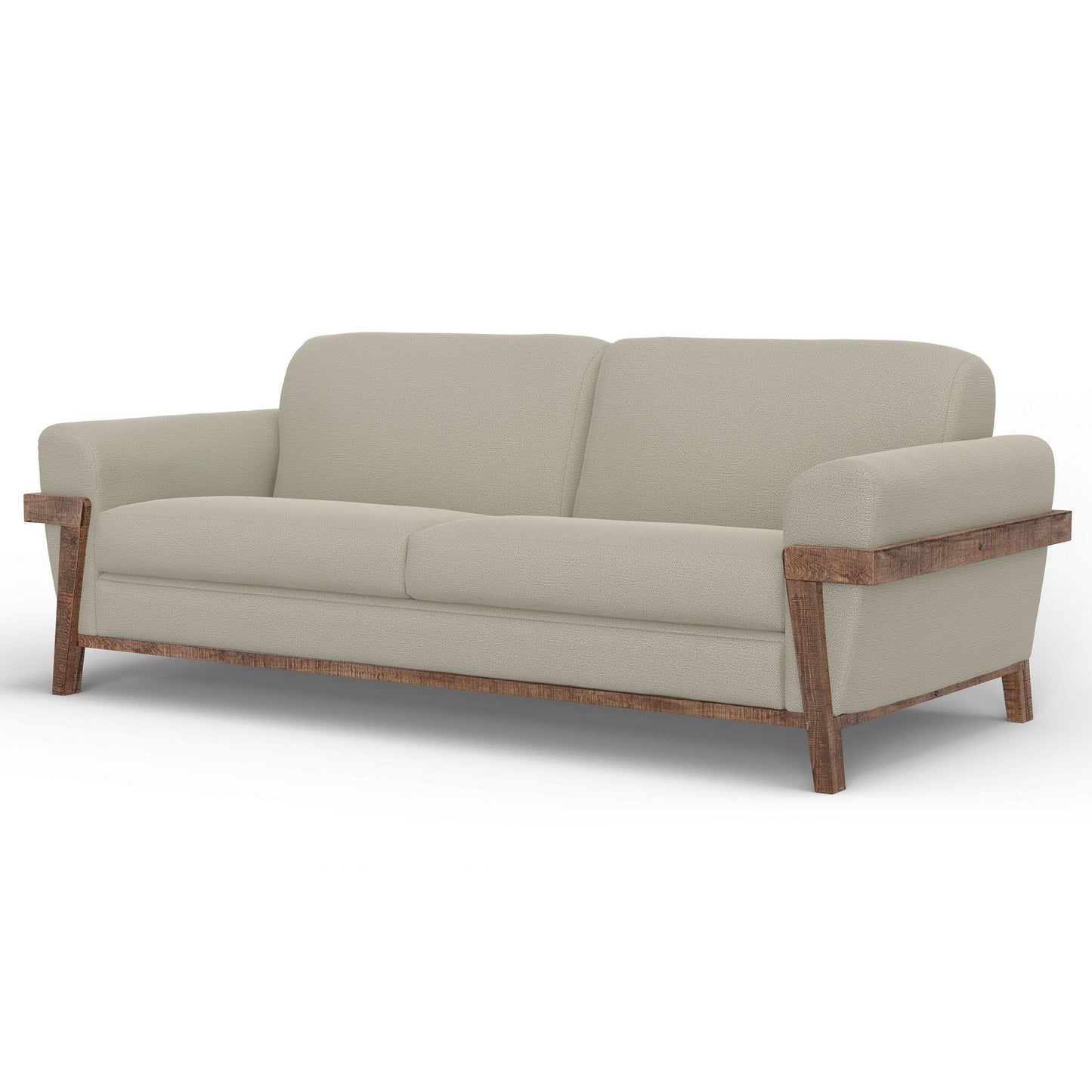 Pola Sofa, Almond Gray Polyester, Foam Cushions, Solid Pine Wood, 95 Inch