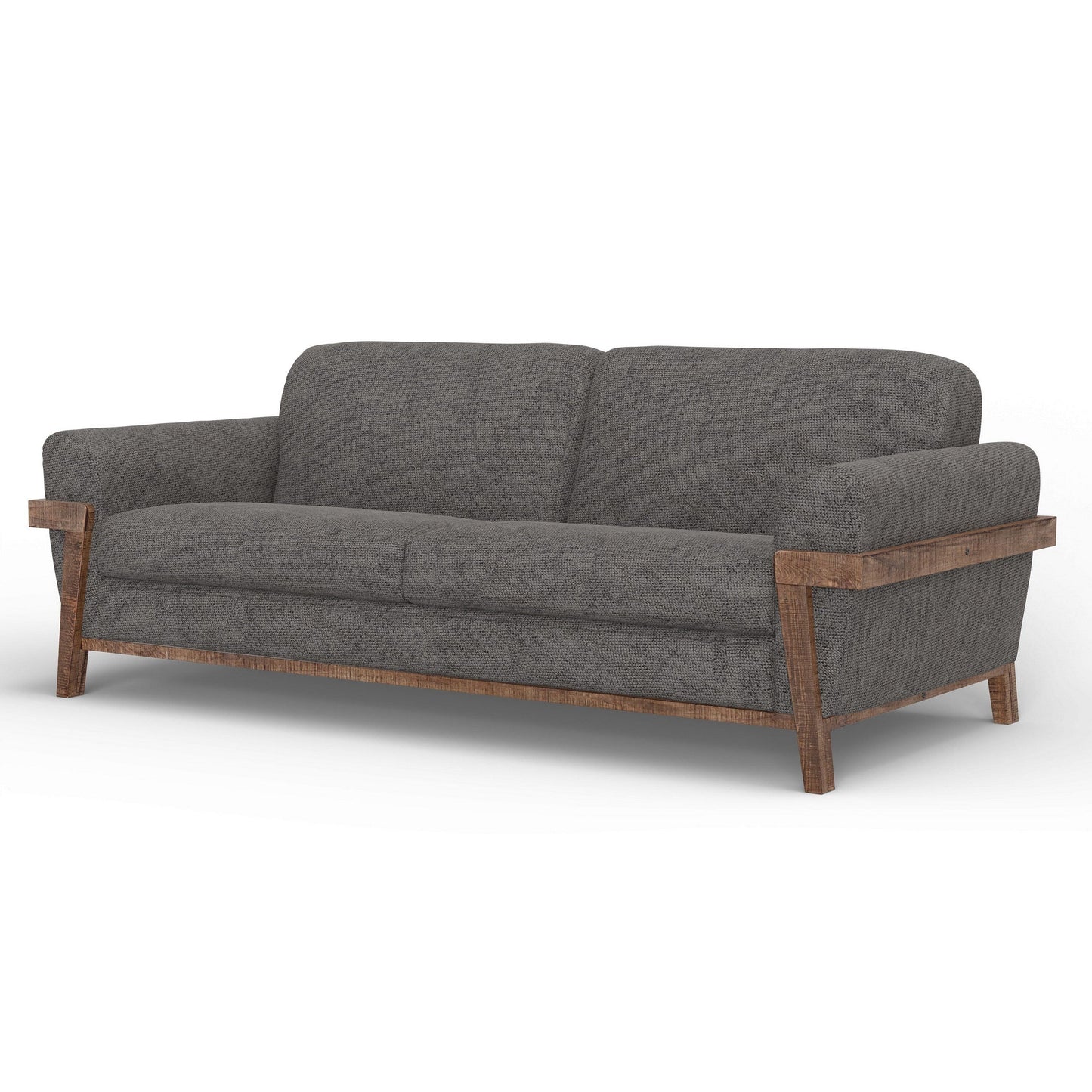 Pola Sofa, Iron Gray Polyester, Foam Cushions, Solid Pine Wood, 95 Inch
