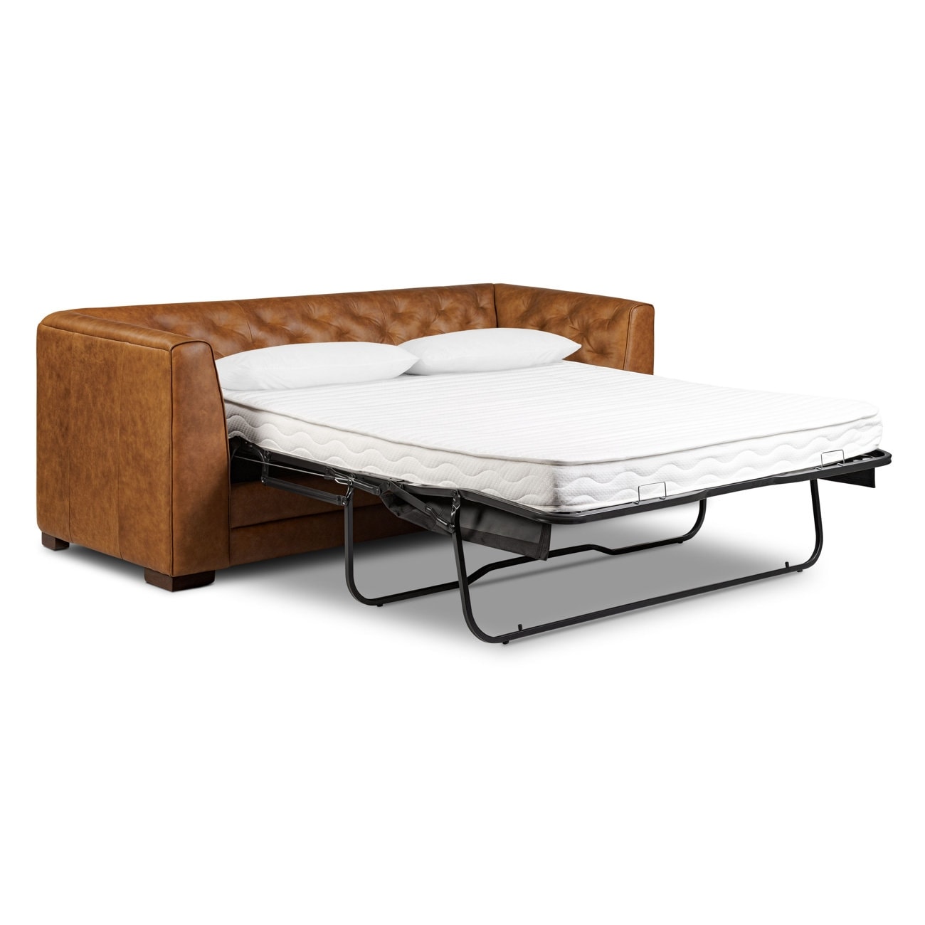 Poly & Bark Essex 86 Genuine Leather Pull-Out Convertible Sleeper Sofa