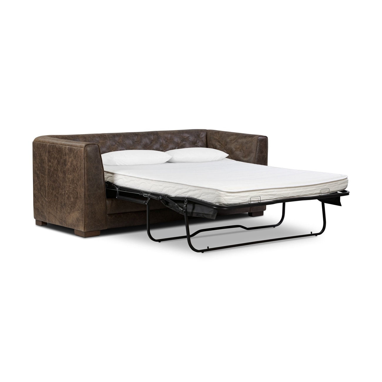 Poly & Bark Essex 86 Genuine Leather Pull-Out Convertible Sleeper Sofa
