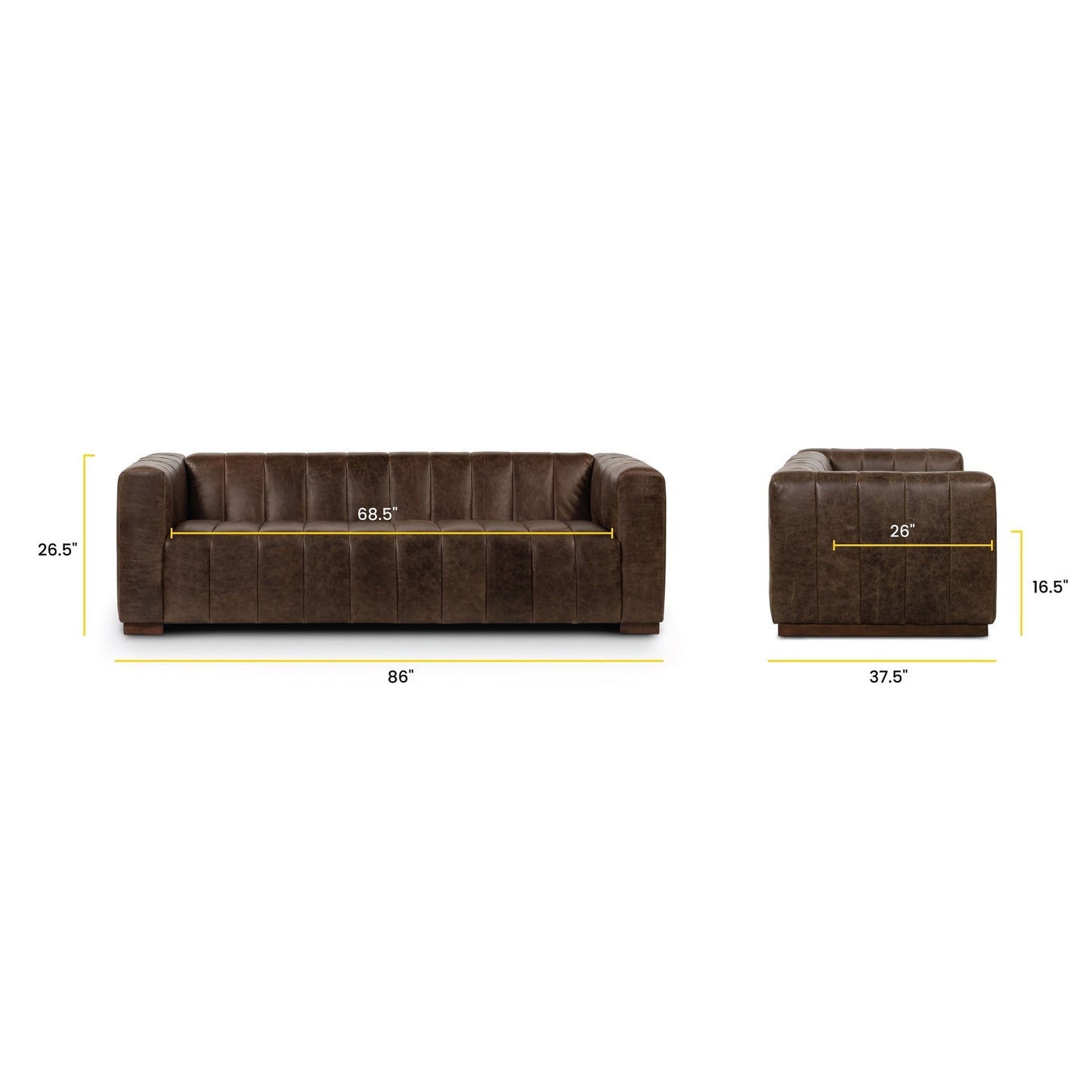 Poly & Bark Canale Sofa - Full Grain Genuine Italian Leather