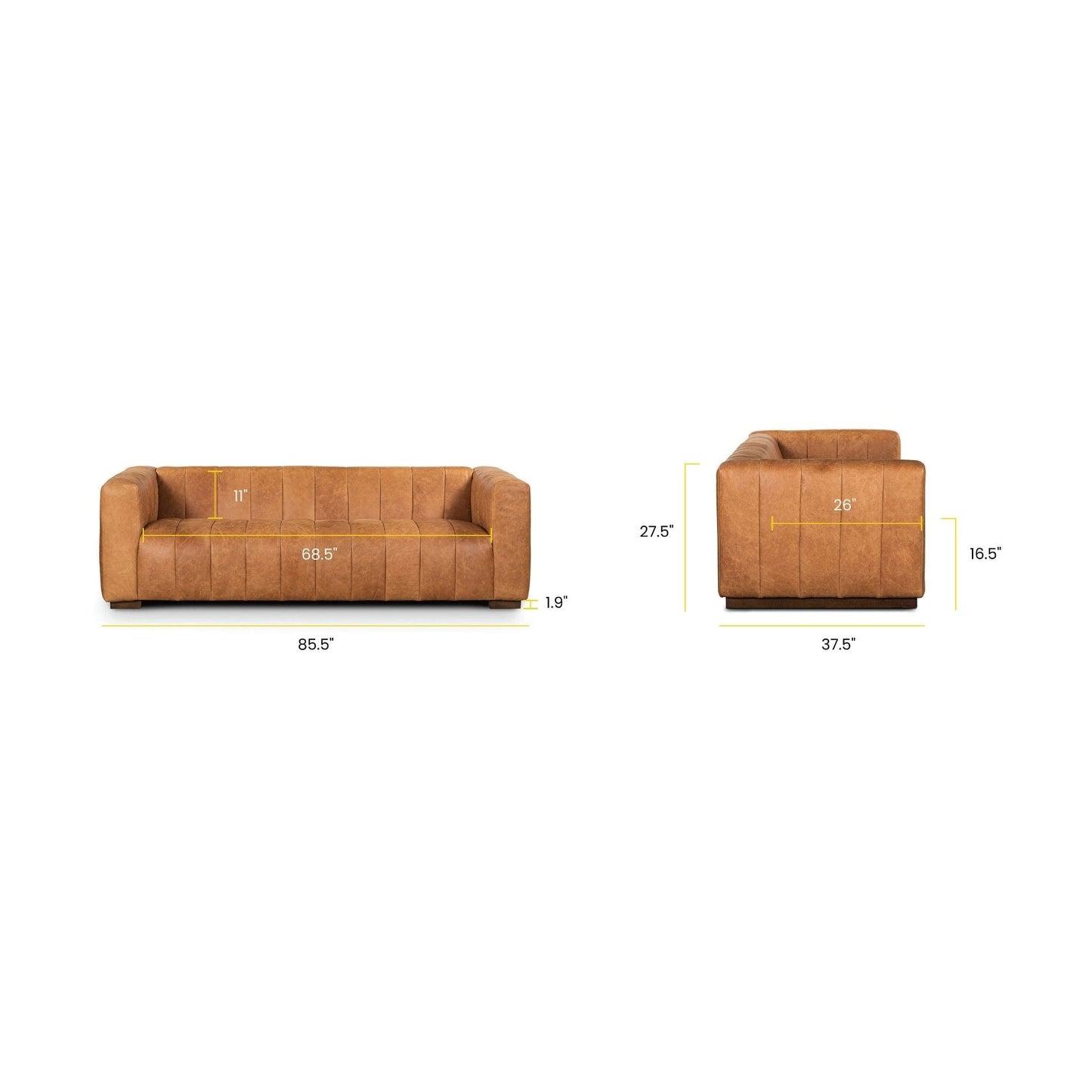 Poly & Bark Canale Sofa - Full Grain Genuine Italian Leather