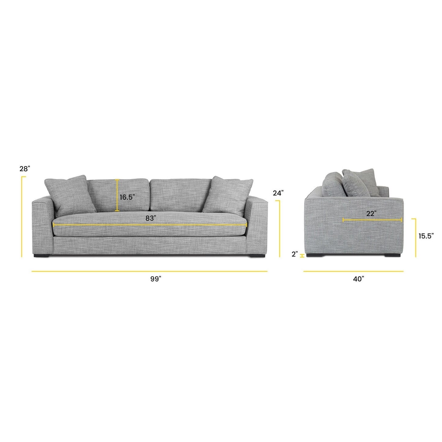 Poly & Bark Fabric Capri 99 Sofa - Performance Fabric (Stain and Spill Resistant)