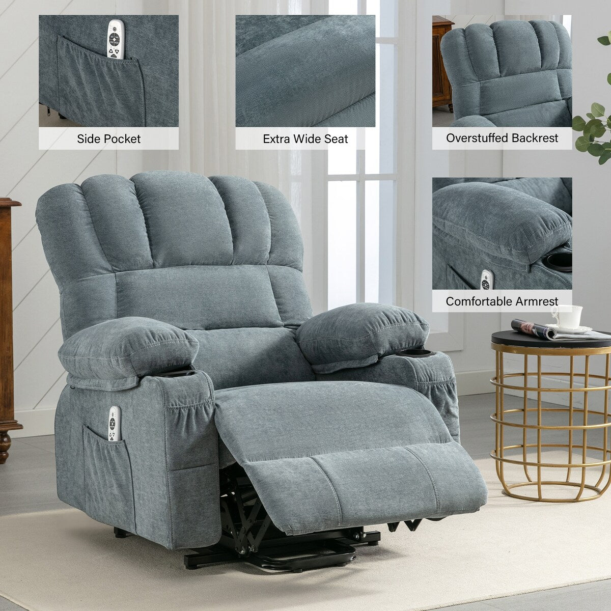 Power Lift Recliner Chair for Elderly, Heat Massage Recliners Chair