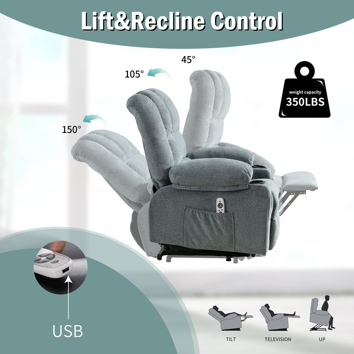 Power Lift Recliner Chair for Elderly, Heat Massage Recliners Chair