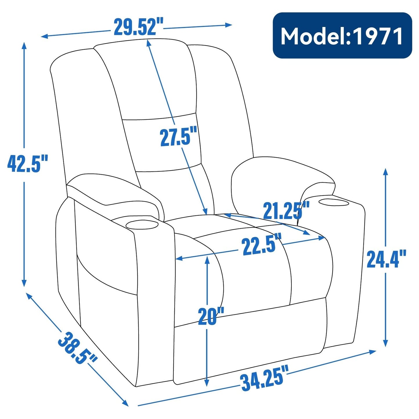 Power Lift Recliner Chair with Dual USB, Cup Holders & Chenille Fabric