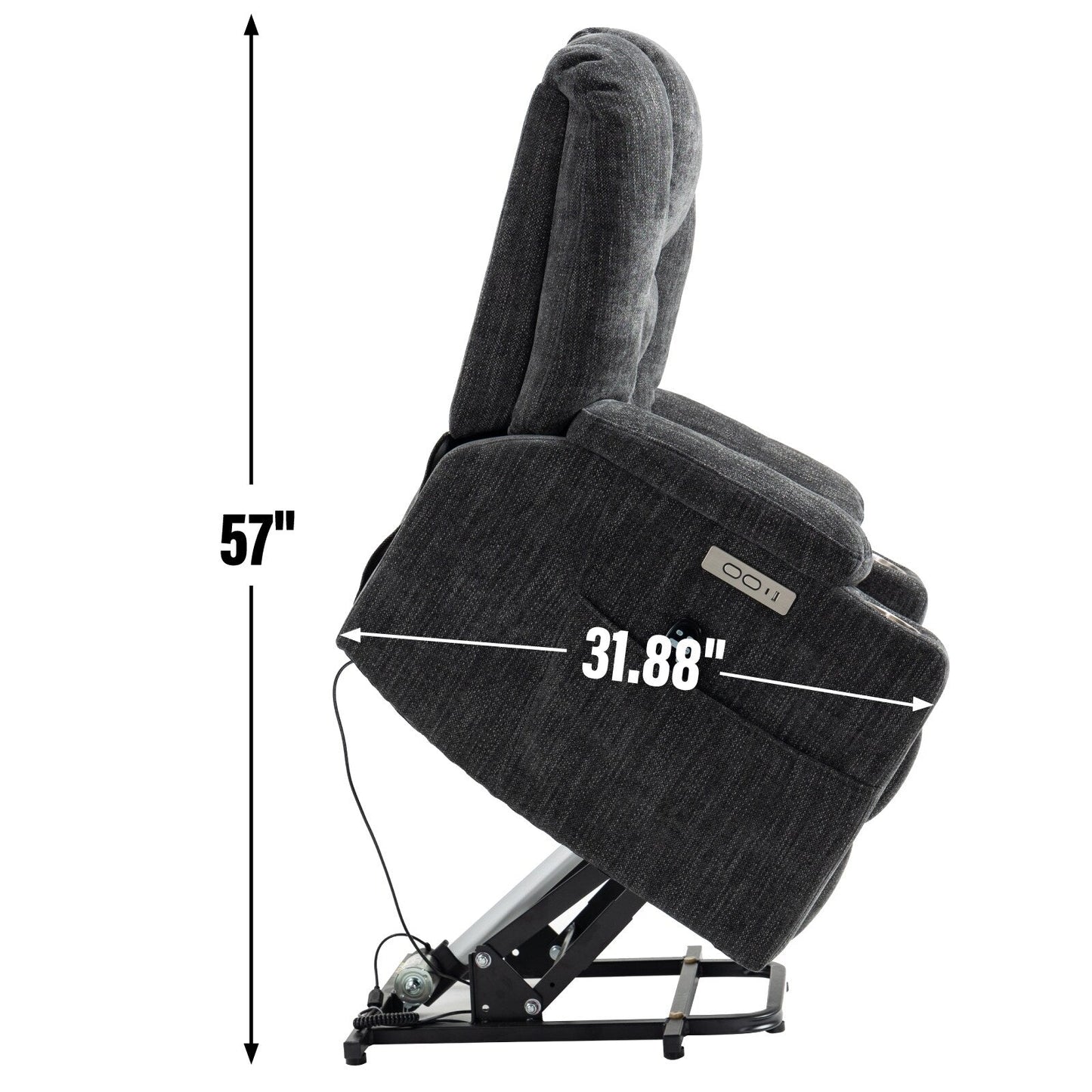 Power Lift Recliner Chair with Dual USB, Cup Holders & Chenille Fabric