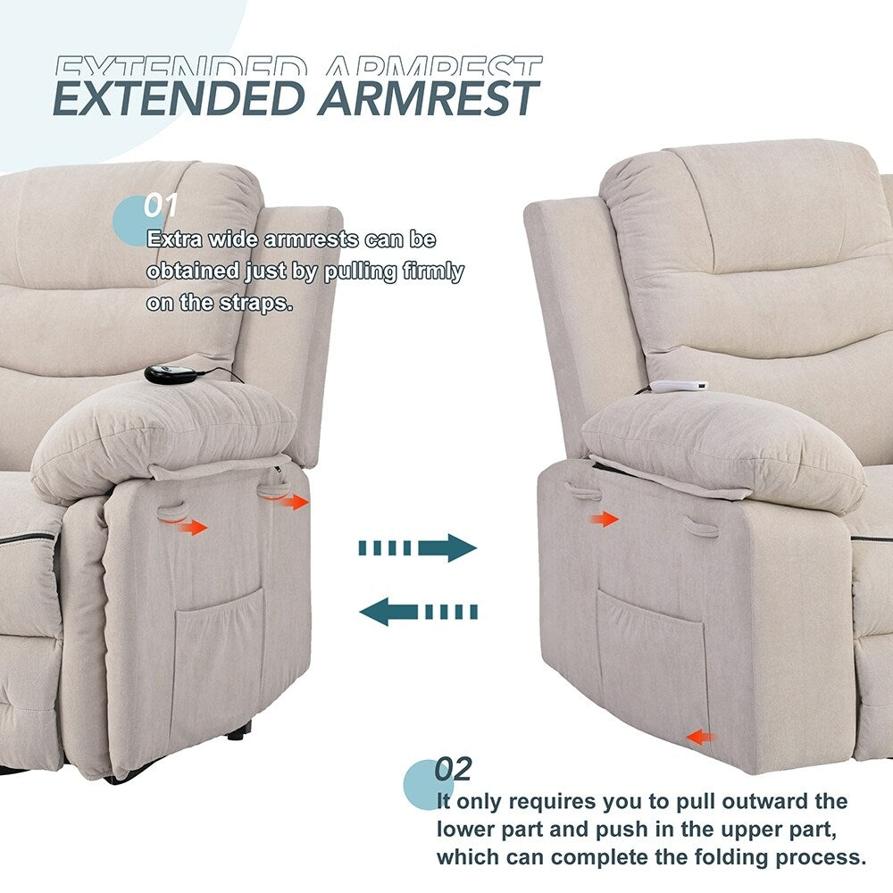 Power Lift Recliner Chair with Heat Massage and Storage Pocket