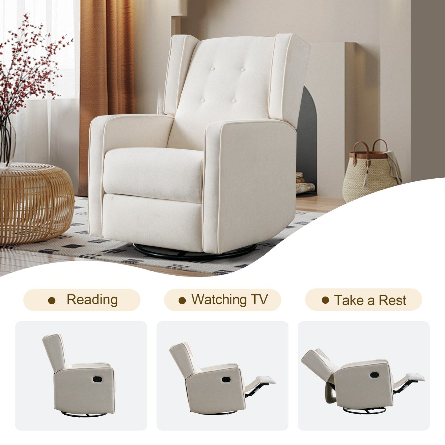 Racing Swivel Rocker Recliner Chair Single Seat Set of two