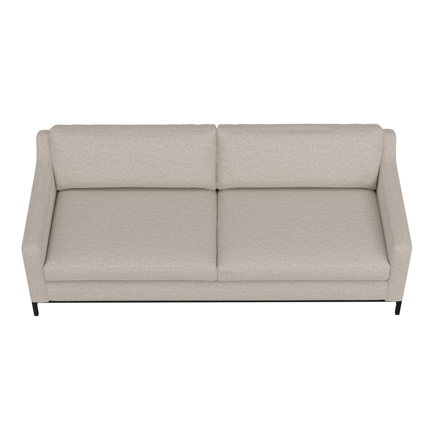 Raed Sofa, 2 Lumbar Pillows, 89 Inch, Solid Wood, Black, Beige Polyester