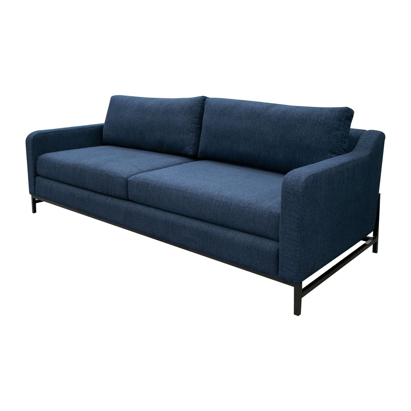 Raed Sofa, 2 Lumbar Pillows, 89 Inch, Solid Wood, Black, Blue Polyester