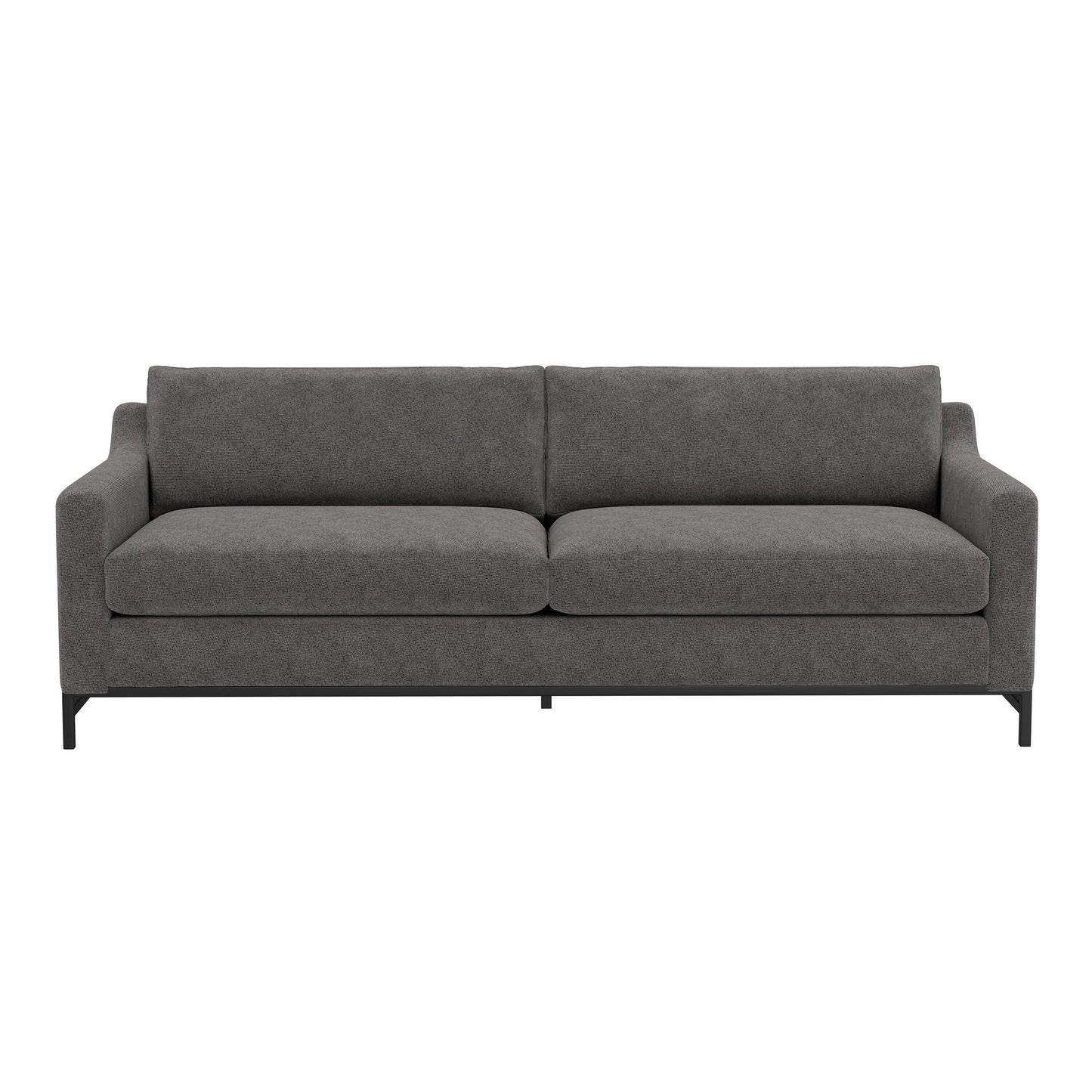 Raed Sofa, 2 Lumbar Pillows, 89 Inch, Solid Wood, Black, Gray Polyester