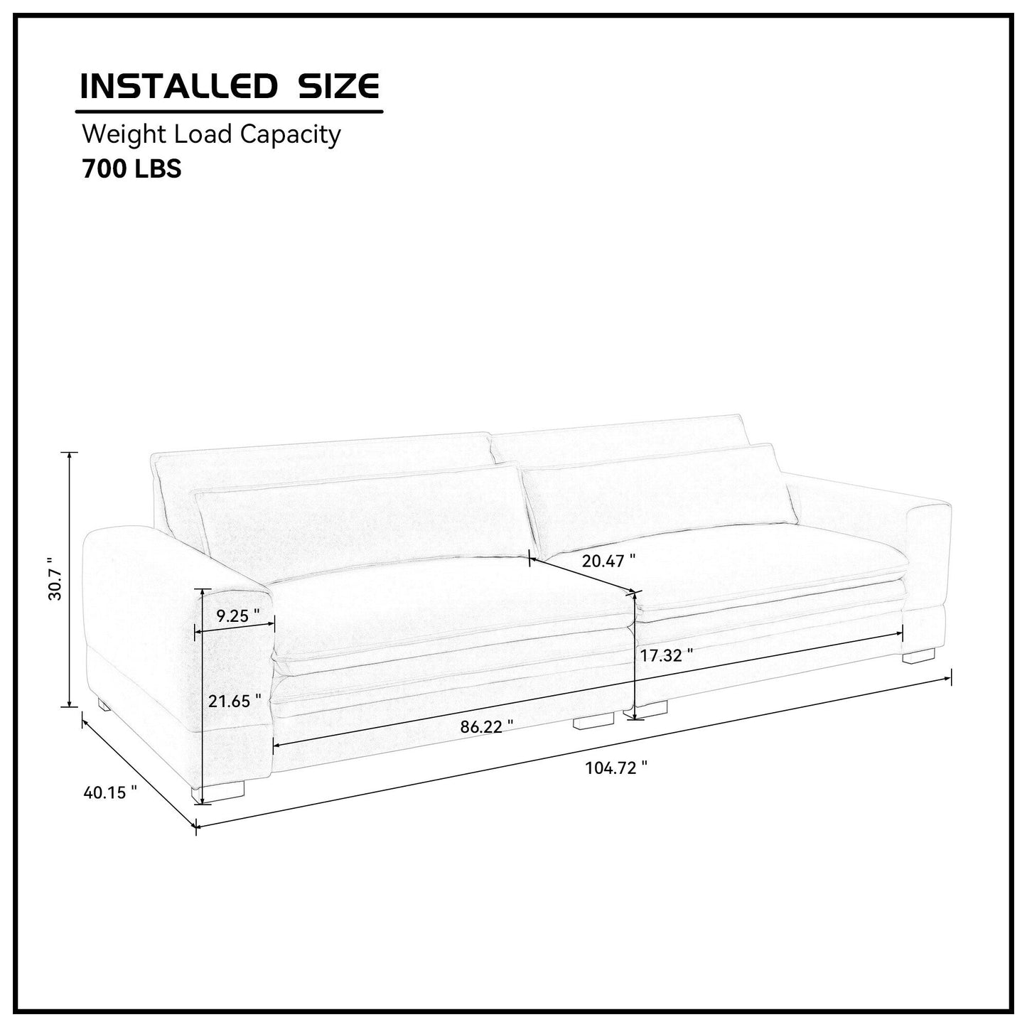 Red 104.72 Modern Fabric 4 Seater Sofa Couch with Cushion Back, Solid Wood Legs, Sturdy Frame, for Living Room