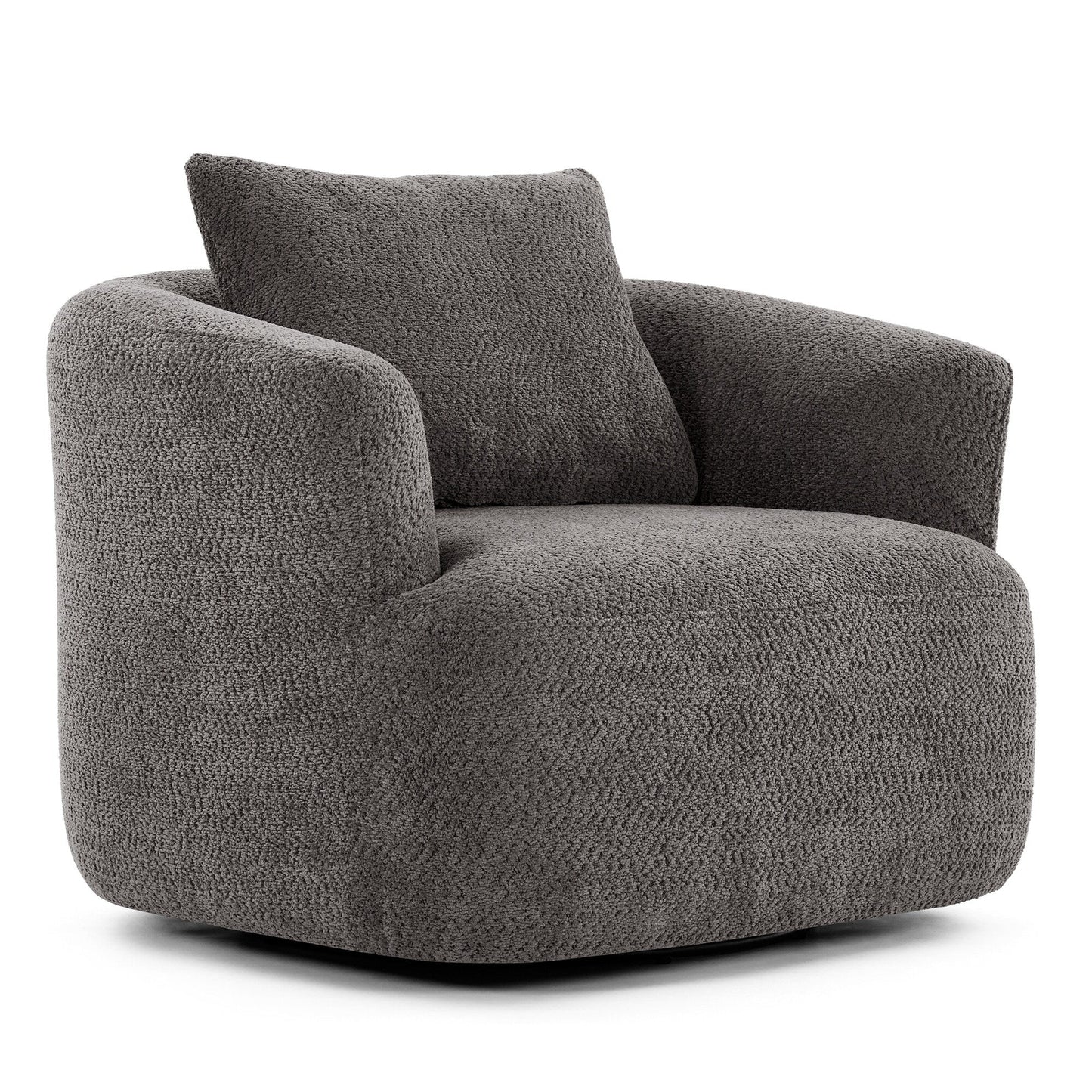 Roomfitters 360° Chenille Upholstered Swivel Barrel Chair Accent Sofa with Throw Pillow for Living Room Bedroom Office Hotel