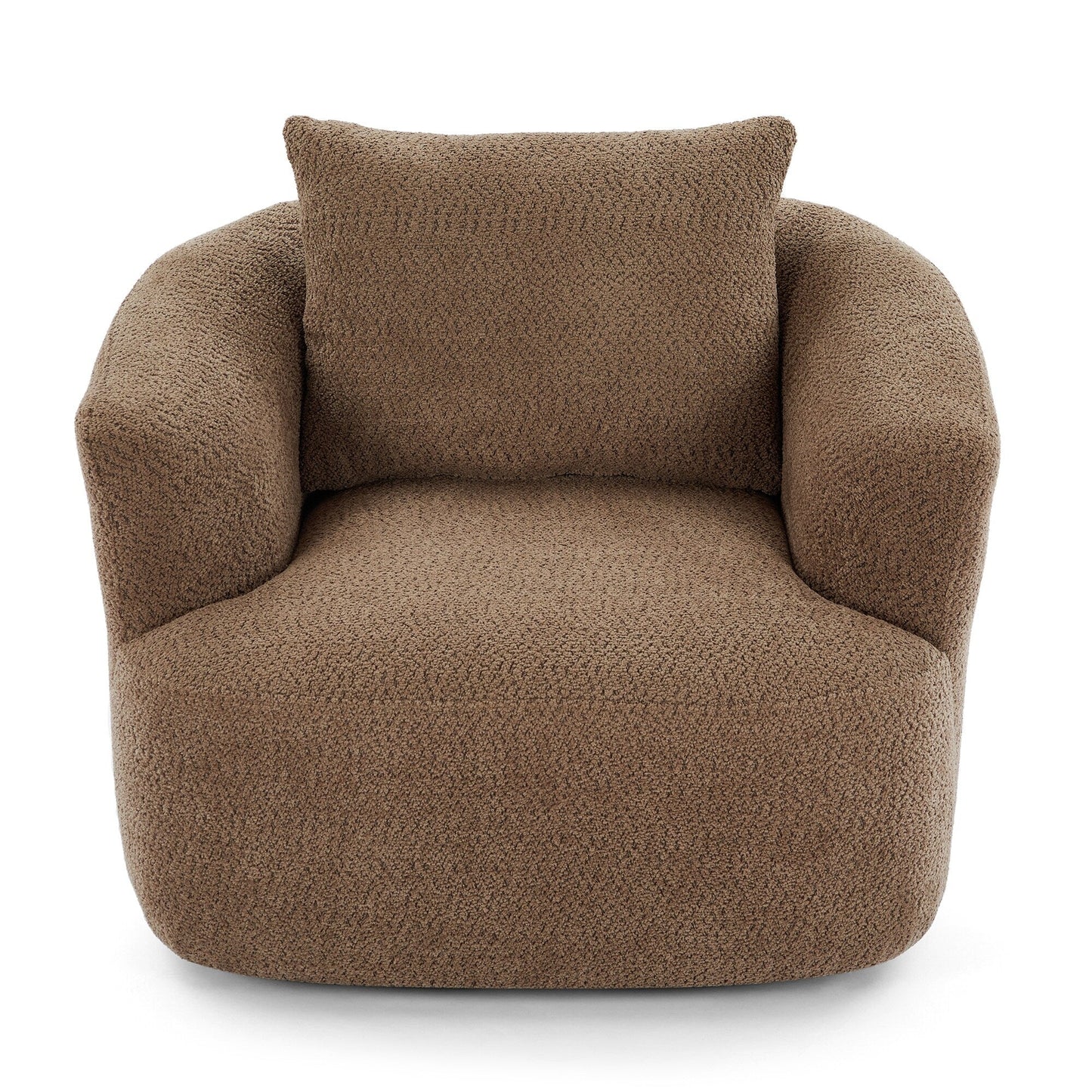 Roomfitters 360° Chenille Upholstered Swivel Barrel Chair Accent Sofa with Throw Pillow for Living Room Bedroom Office Hotel