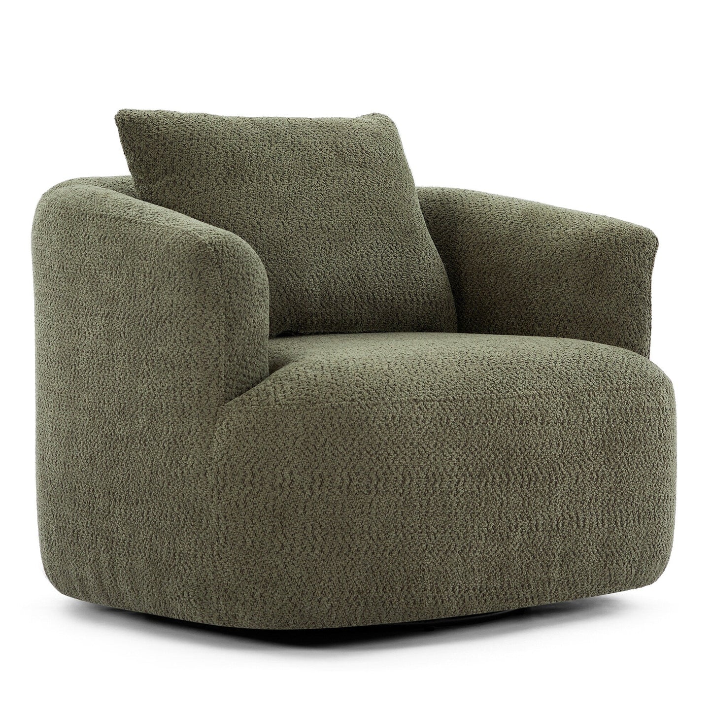 Roomfitters 360° Chenille Upholstered Swivel Barrel Chair Accent Sofa with Throw Pillow for Living Room Bedroom Office Hotel