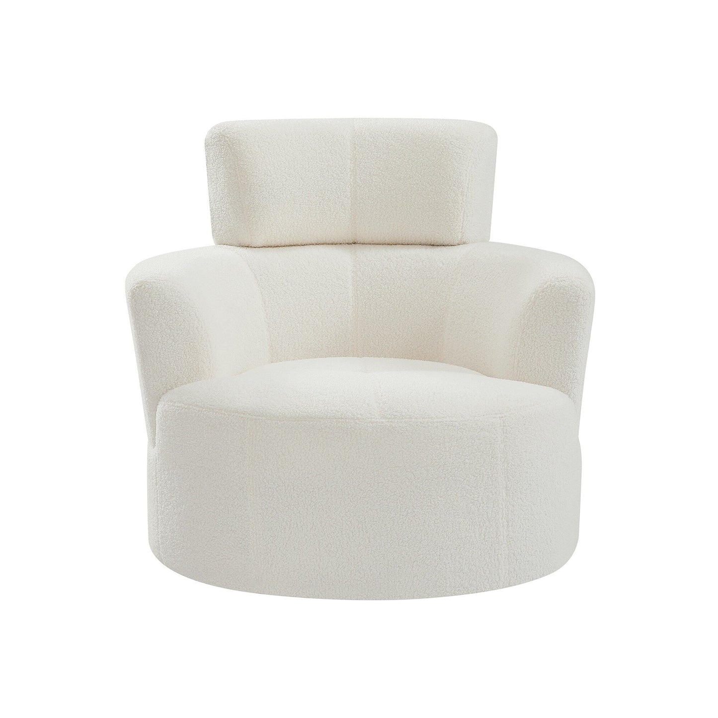 Roomfitters 360° Upholstered Swivel Barrel Accent Chair with Adjustable Headrest for Living Room