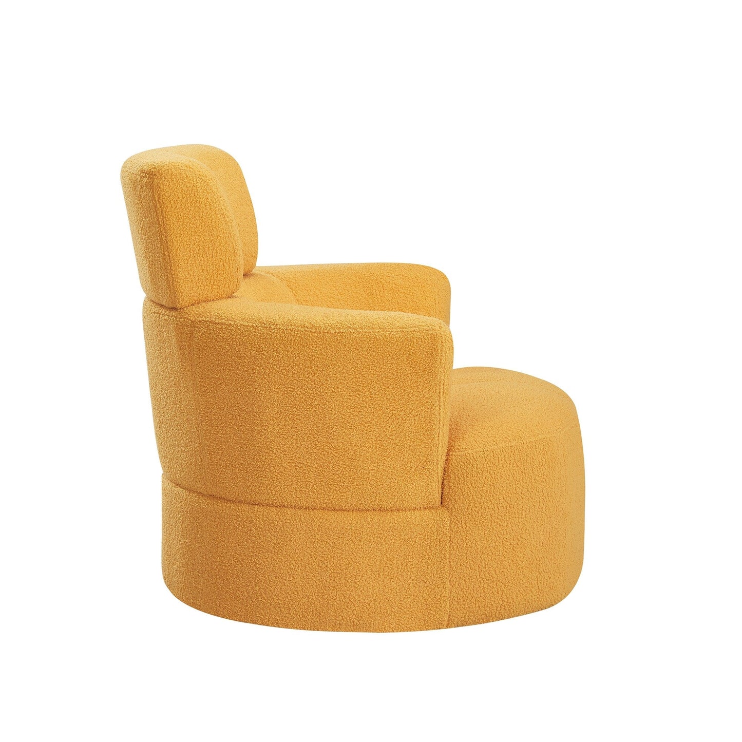 Roomfitters 360° Upholstered Swivel Barrel Accent Chair with Adjustable Headrest for Living Room