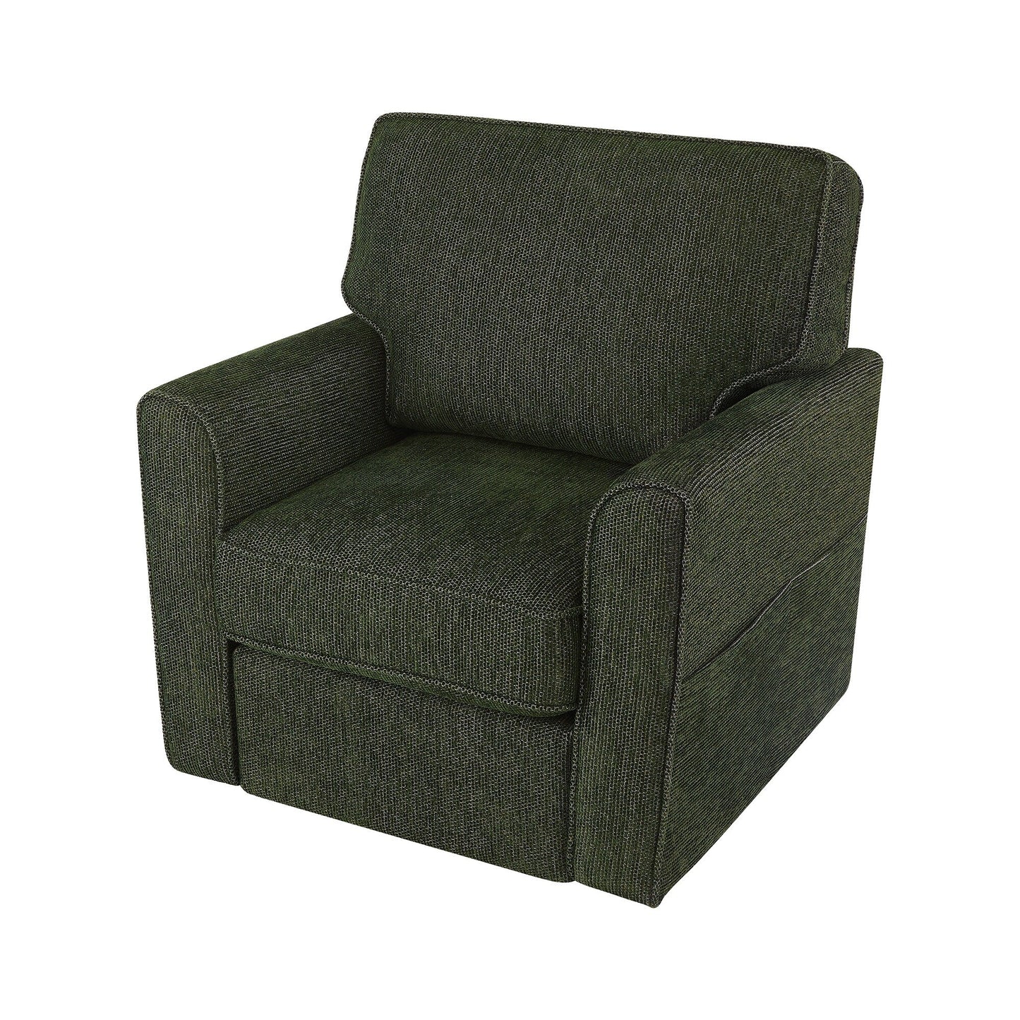 Roomfitters 360° Upholstered Swivel Barrel Armchair Accent Chair with Side Pockets for Living Room Bedroom Office Hotel