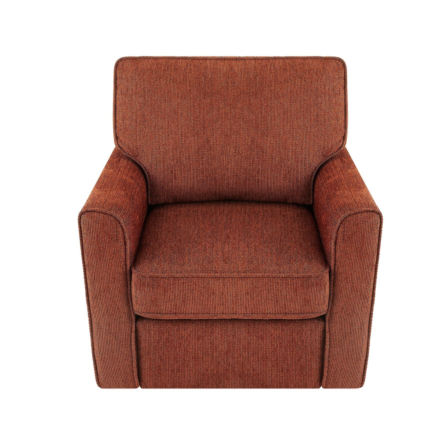 Roomfitters 360° Upholstered Swivel Barrel Armchair Accent Chair with Side Pockets for Living Room Bedroom Office Hotel