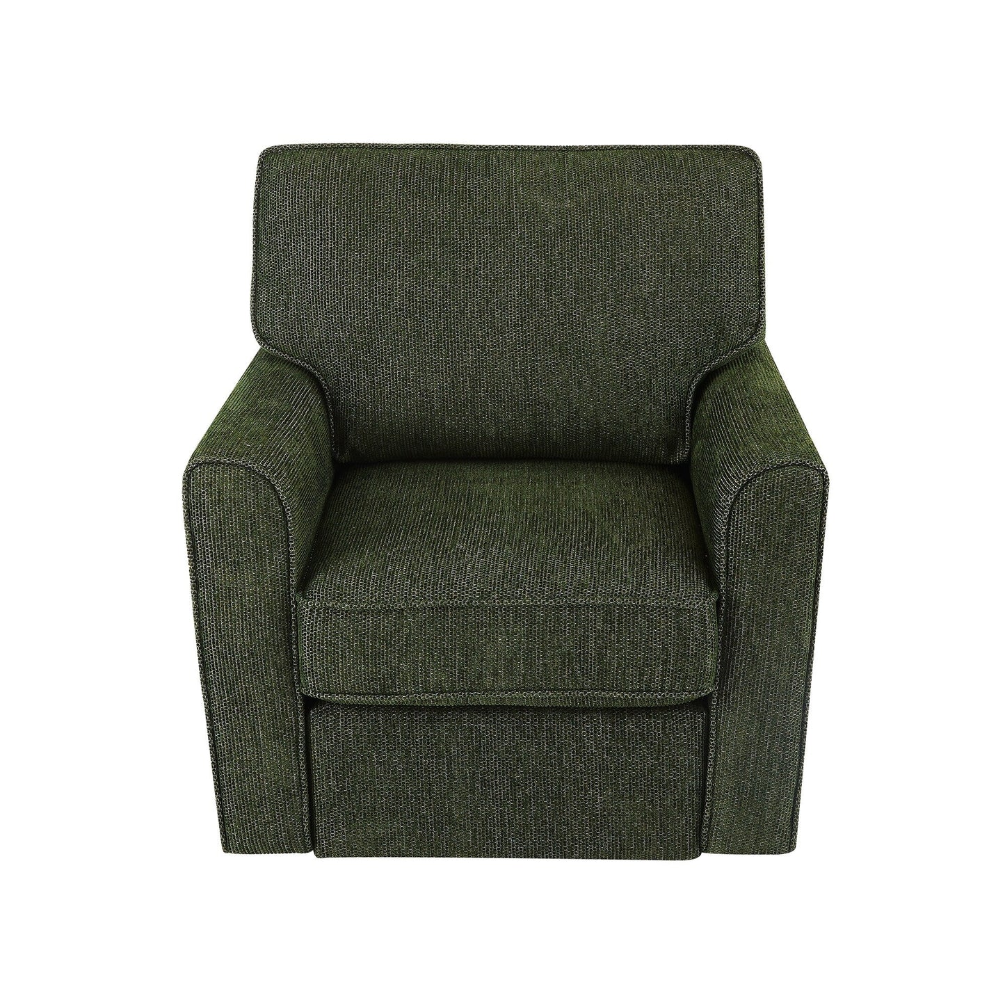 Roomfitters 360° Upholstered Swivel Barrel Armchair Accent Chair with Side Pockets for Living Room Bedroom Office Hotel