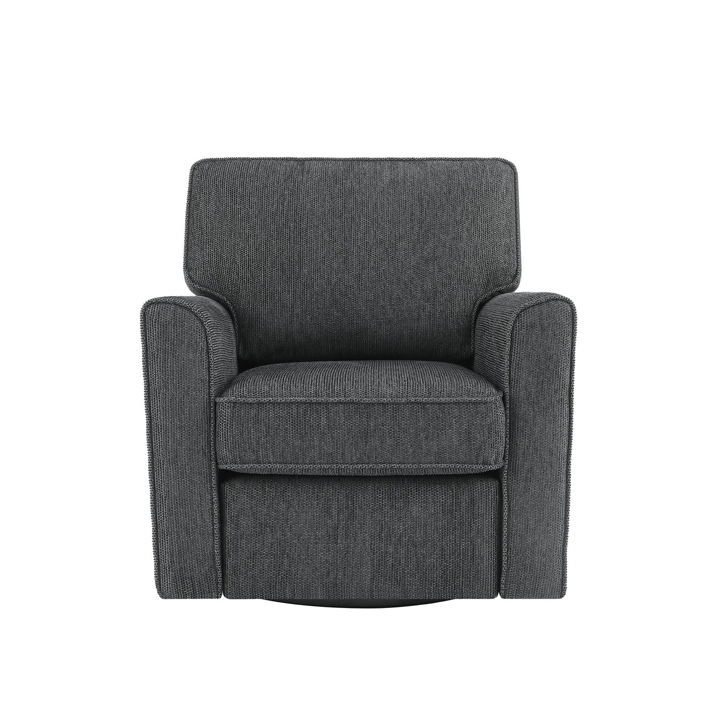 Roomfitters 360° Upholstered Swivel Barrel Armchair Accent Chair with Side Pockets for Living Room Bedroom Office Hotel