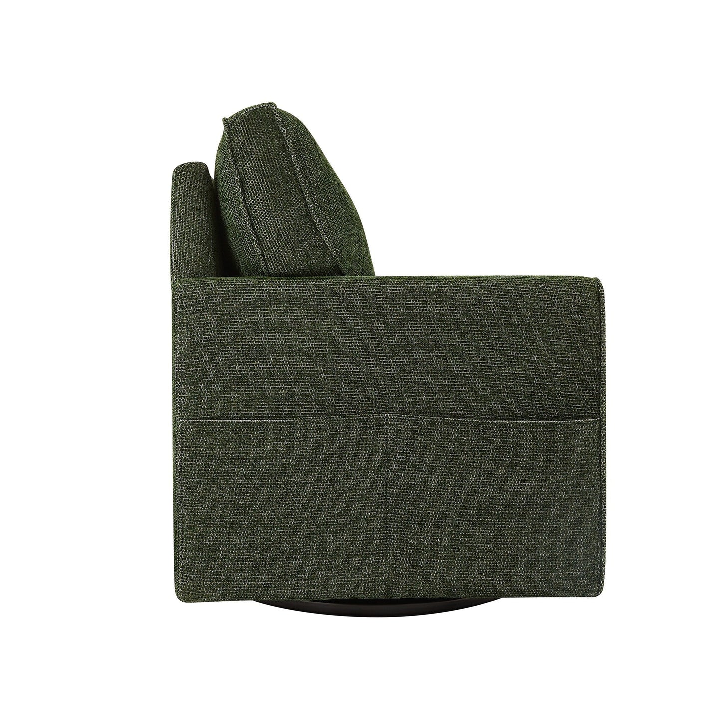 Roomfitters 360° Upholstered Swivel Barrel Armchair Accent Chair with Side Pockets for Living Room Bedroom Office Hotel