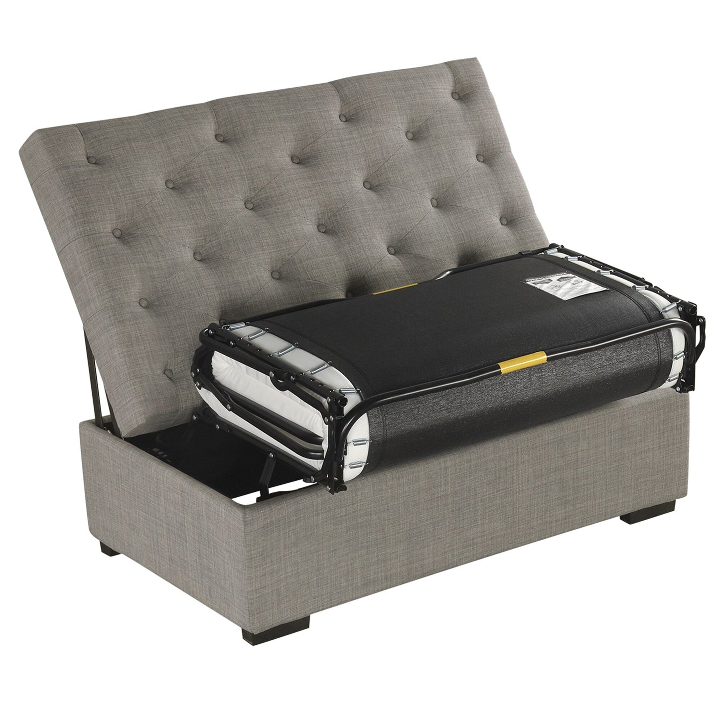 Roomfitters 49.6 Folding Ottoman Sleeper Sofa with Memory Foam Mattress and Tufted Design