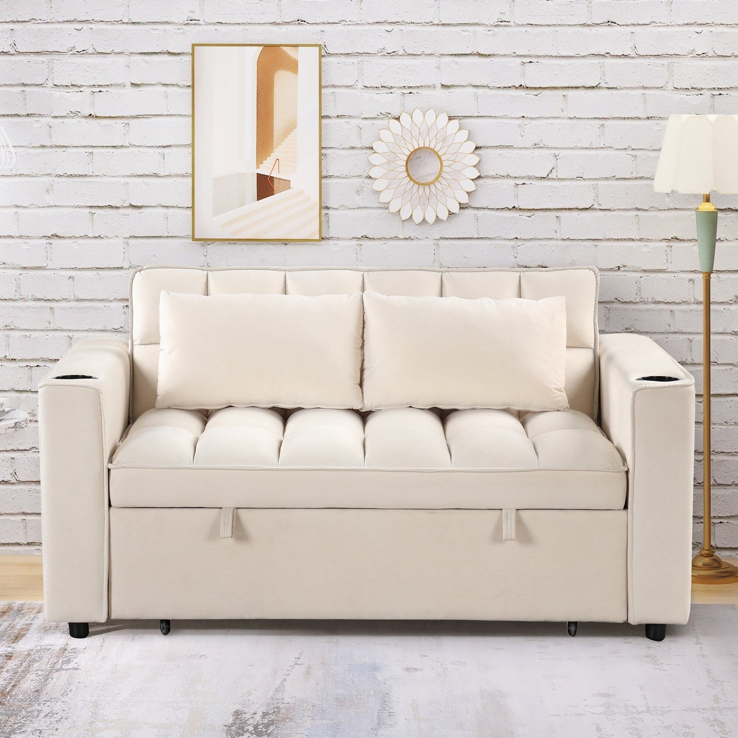 Roomfitters 58 4-1 Multi-functional Sofa Bed with Cup Holder and USB Port for Living Room or Apartments