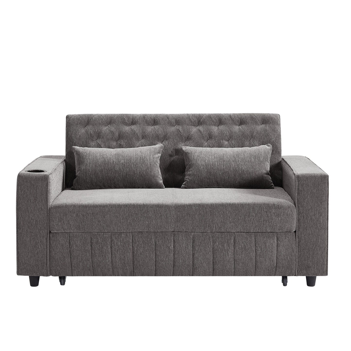 Roomfitters 61.4 Pull-Out Convertible Loveseat Sofa Bed with Adjustable Backrest for Living Room