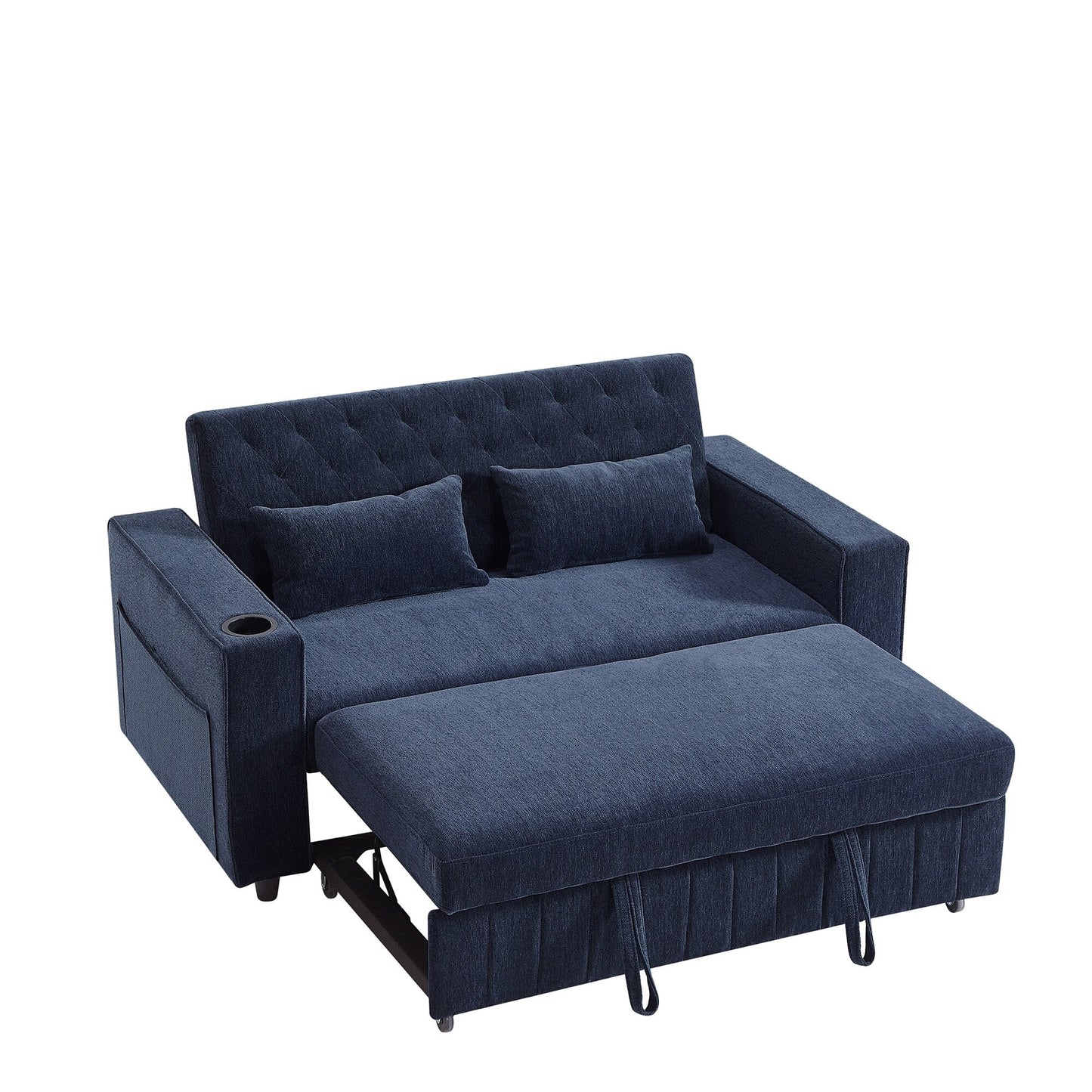 Roomfitters 61.4 Pull-Out Convertible Loveseat Sofa Bed with Adjustable Backrest for Living Room