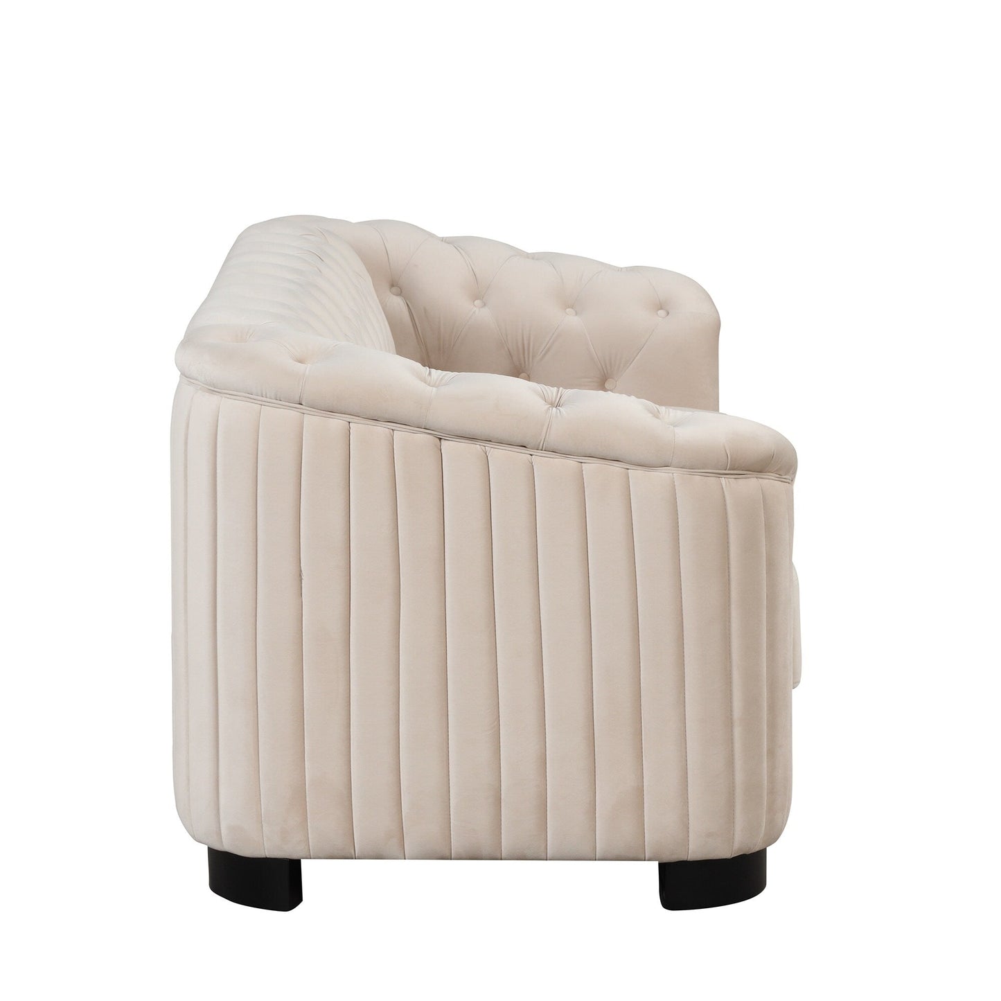 Roomfitters 82.4 Mid Century Modern Velvet Sofa Couch with Rubber Wood Legs and Thick Removable Seat Cushion, 3-Seater