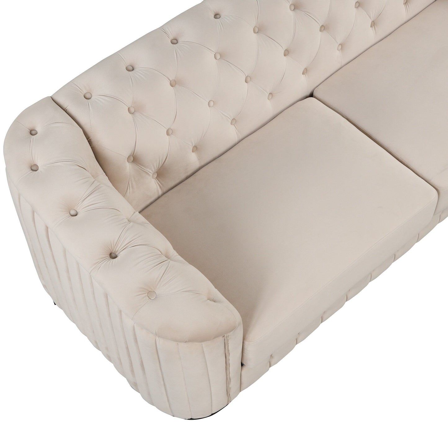 Roomfitters 82.4 Mid Century Modern Velvet Sofa Couch with Rubber Wood Legs and Thick Removable Seat Cushion, 3-Seater
