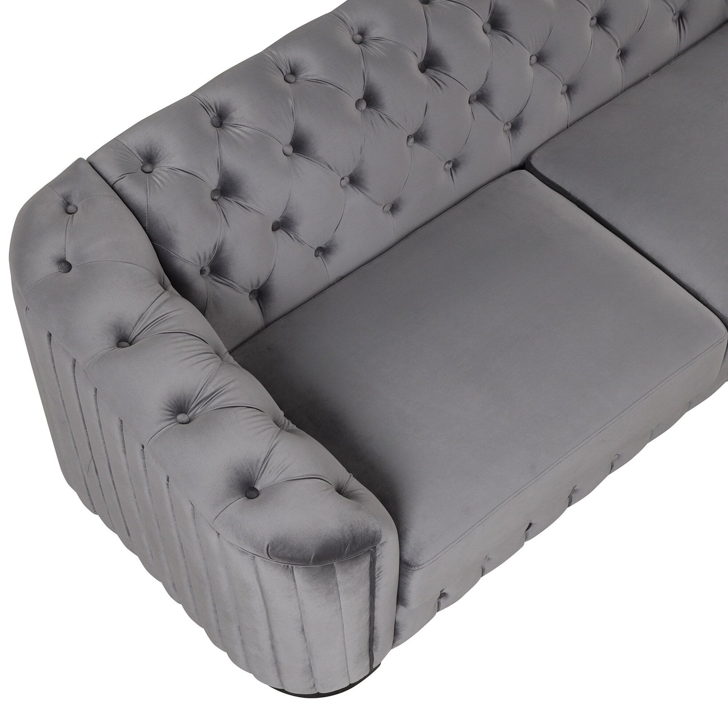 Roomfitters 82.4 Mid Century Modern Velvet Sofa Couch with Rubber Wood Legs and Thick Removable Seat Cushion, 3-Seater