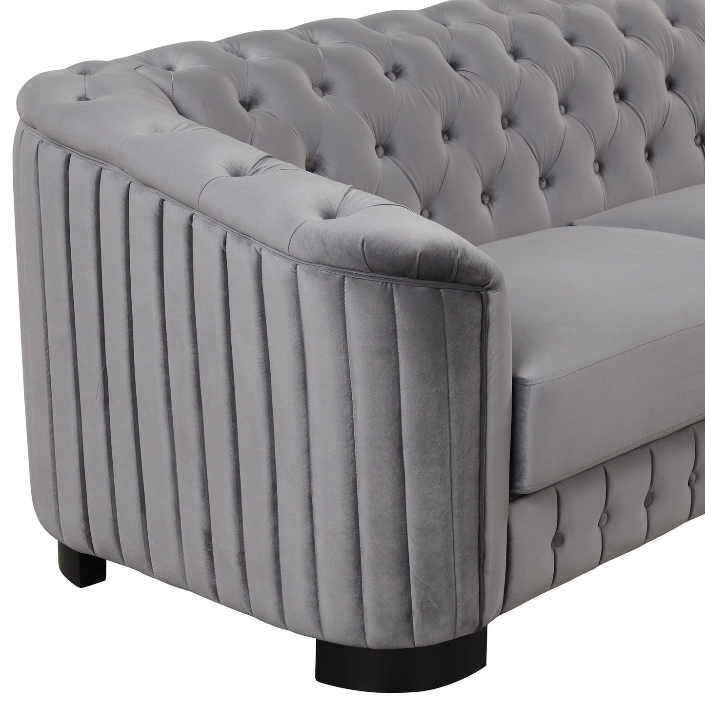 Roomfitters 82.4 Mid Century Modern Velvet Sofa Couch with Rubber Wood Legs and Thick Removable Seat Cushion, 3-Seater