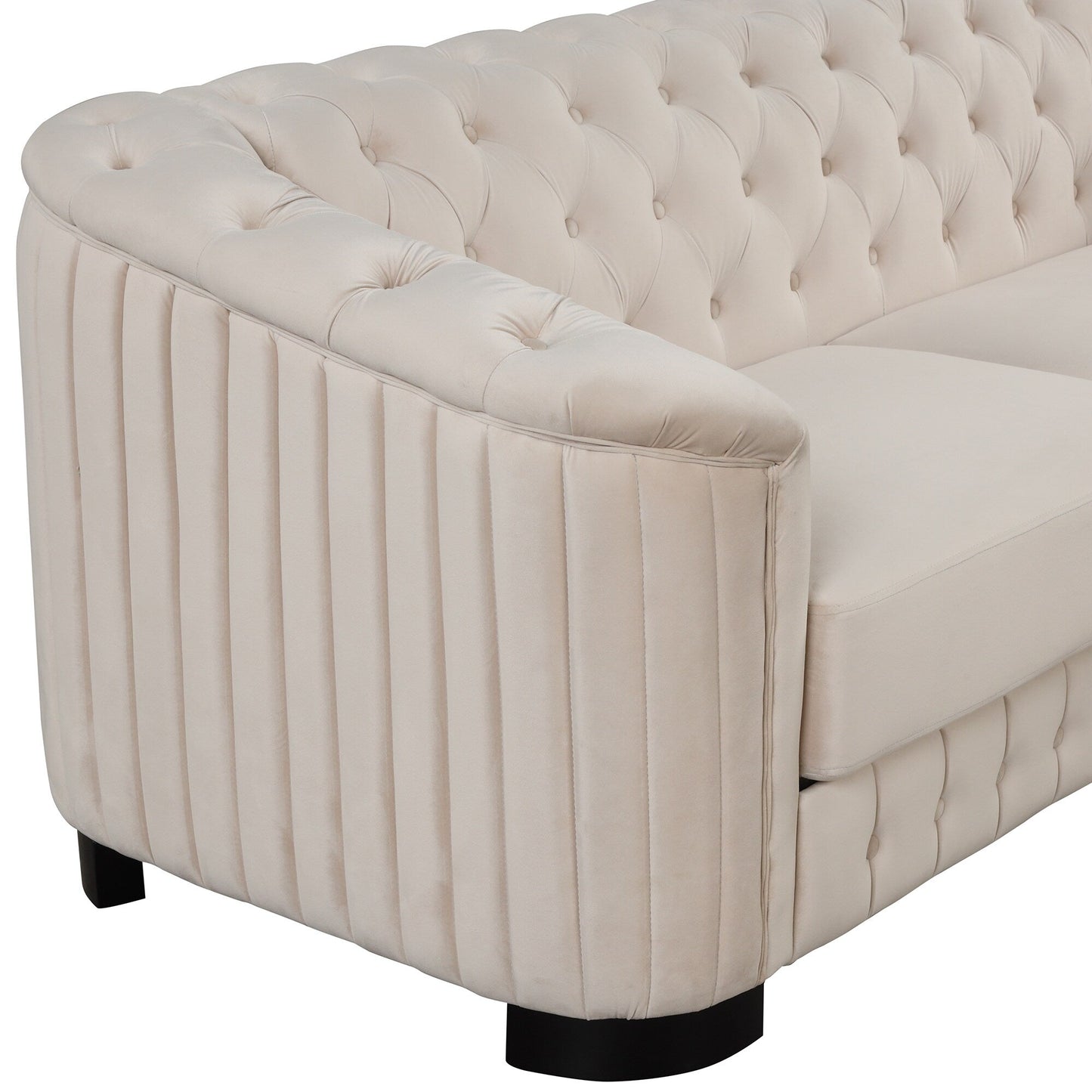 Roomfitters 82.4 Mid Century Modern Velvet Sofa Couch with Rubber Wood Legs and Thick Removable Seat Cushion, 3-Seater