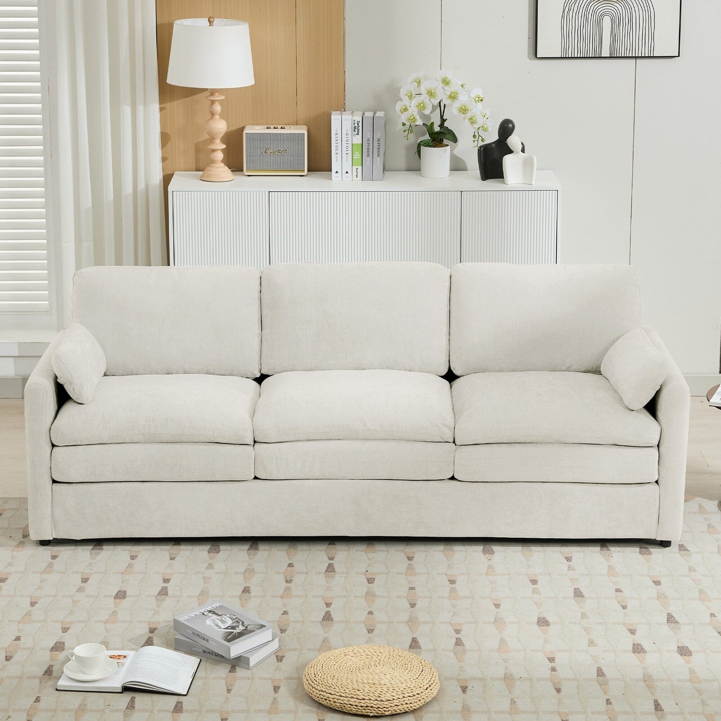 Roomfitters 89 Oversized Upholstered 3-Seater Cloud Sofa with Dual Plush Cushions
