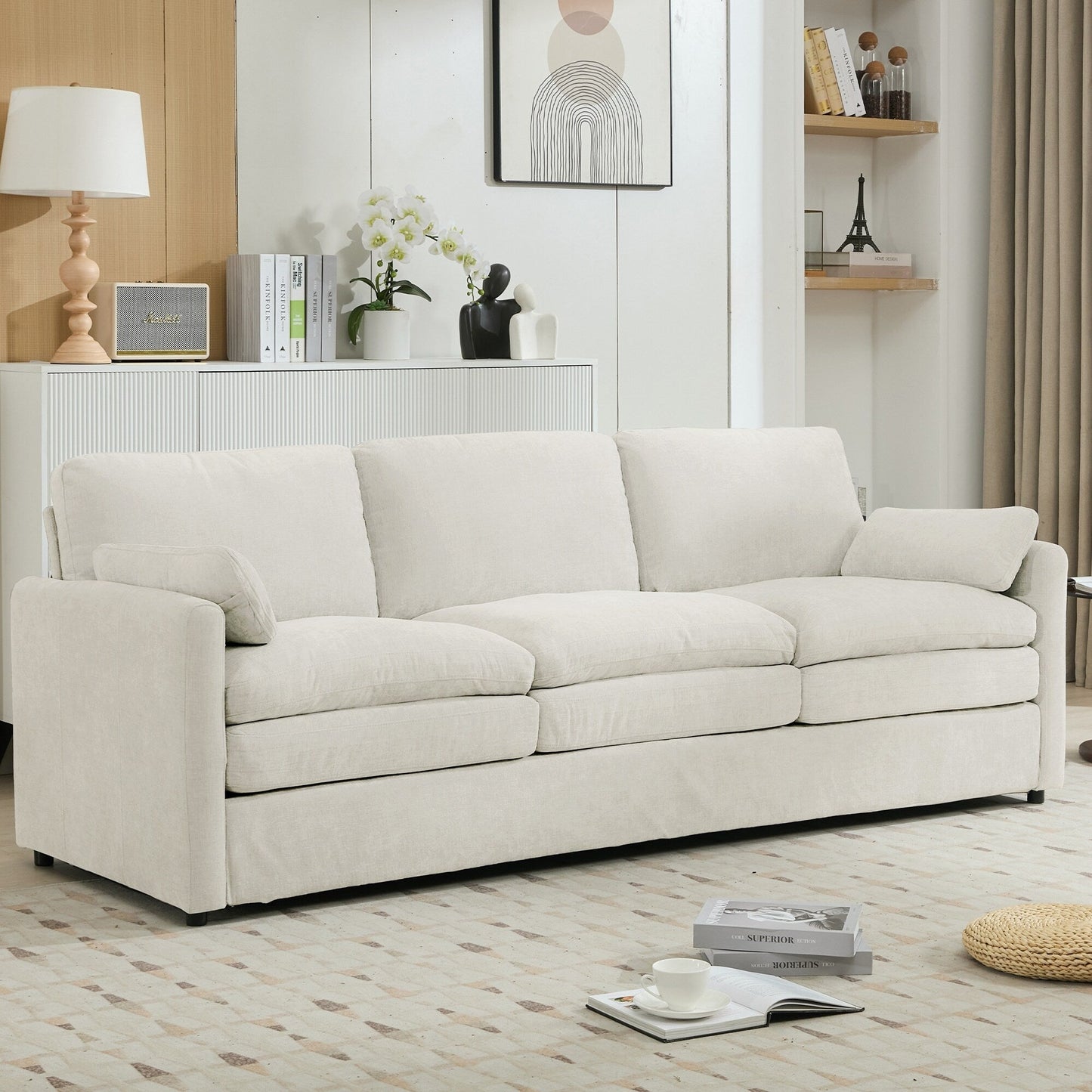 Roomfitters 89 Oversized Upholstered 3-Seater Cloud Sofa with Dual Plush Cushions