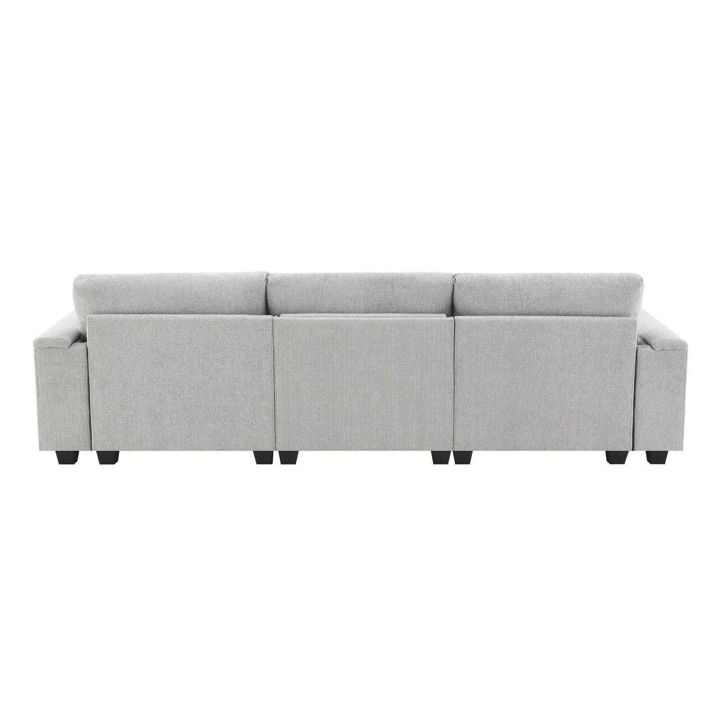 Roomfitters 96'' x 35'' Chenille Sectional Sofa with Bluetooth Speaker, Comfy Cloud Couch Set with Drop-Down Table, USB Charger