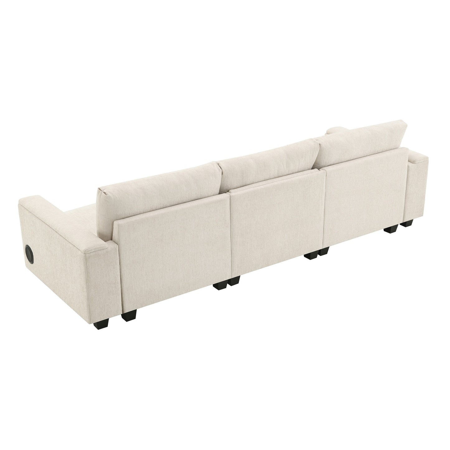 Roomfitters 96'' x 35'' Chenille Sectional Sofa with Bluetooth Speaker, Comfy Cloud Couch Set with Drop-Down Table, USB Charger
