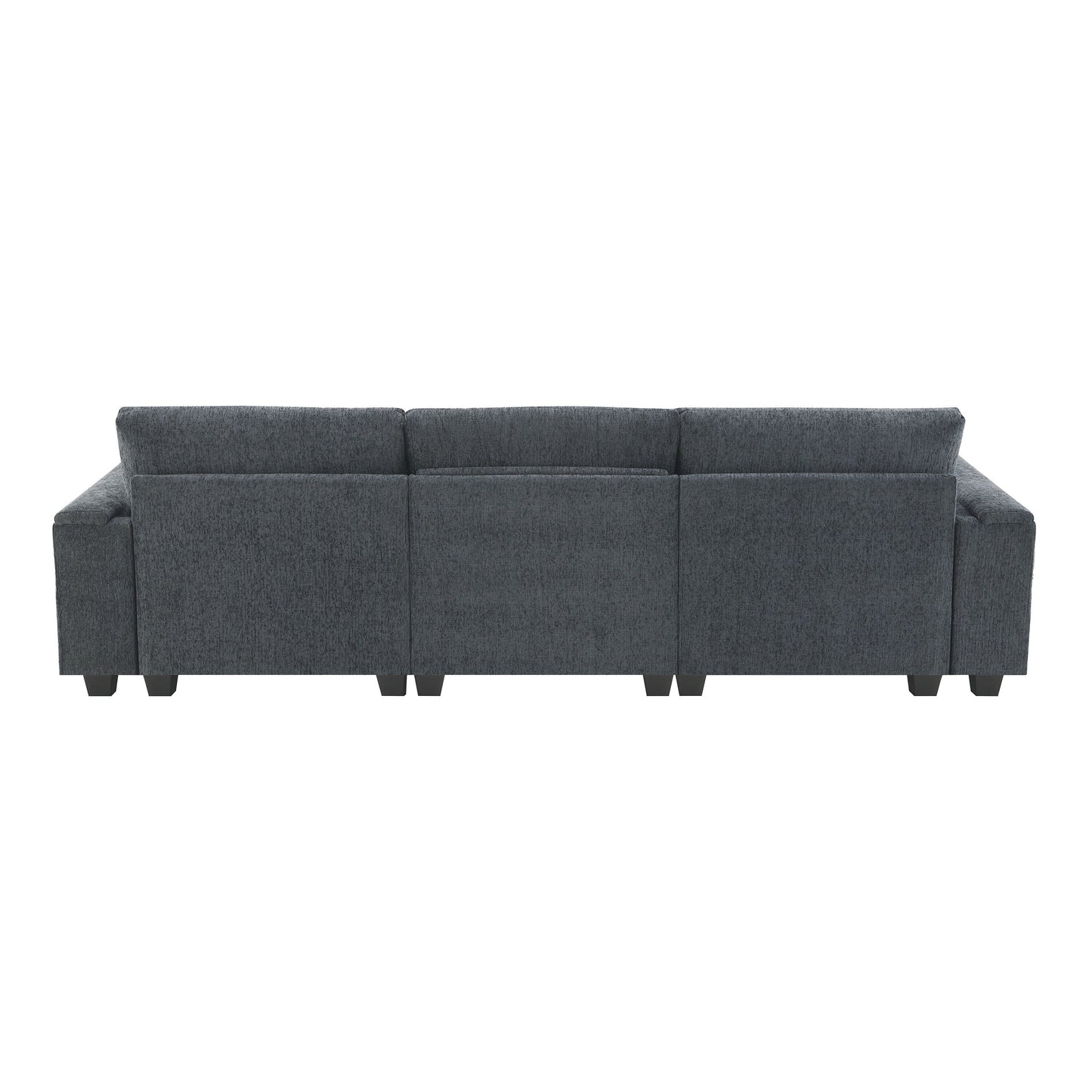 Roomfitters 96'' x 35'' Chenille Sectional Sofa with Bluetooth Speaker, Comfy Cloud Couch Set with Drop-Down Table, USB Charger