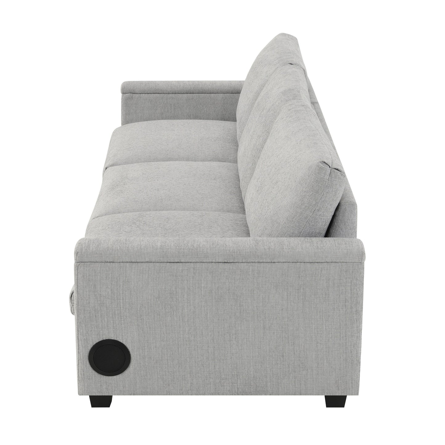 Roomfitters 96'' x 35'' Chenille Sectional Sofa with Bluetooth Speaker, Comfy Cloud Couch Set with Drop-Down Table, USB Charger