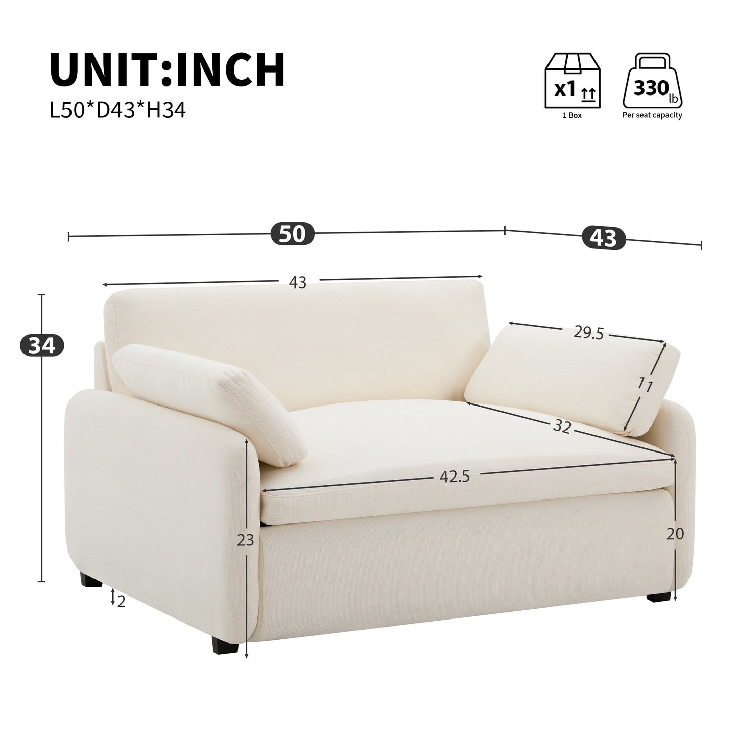 Roomfitters Chenille Oversized Accent Chair with Pillows, Comfy Upholstered Lounge Armchair for Living Room