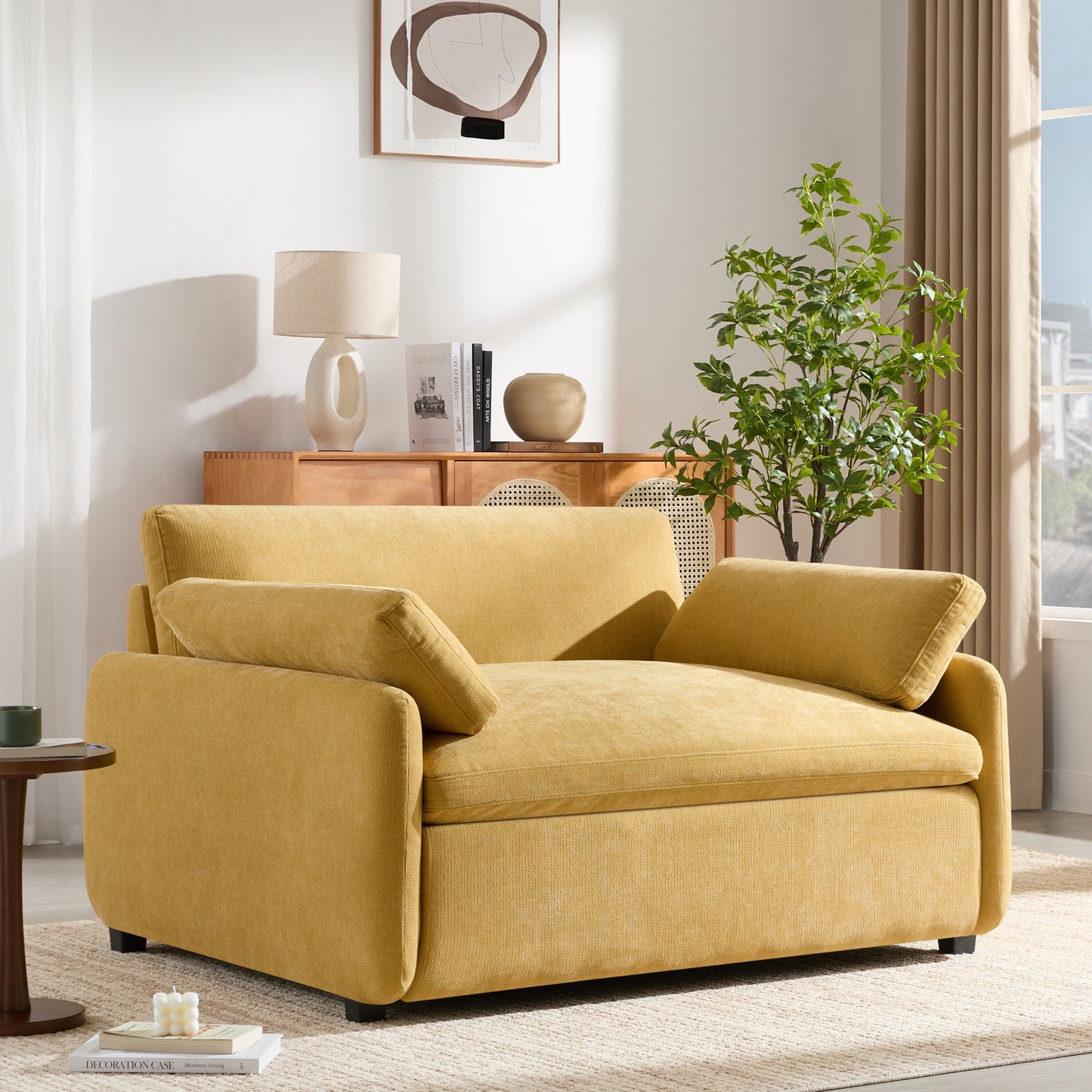 Roomfitters Chenille Oversized Accent Chair with Pillows, Comfy Upholstered Lounge Armchair for Living Room