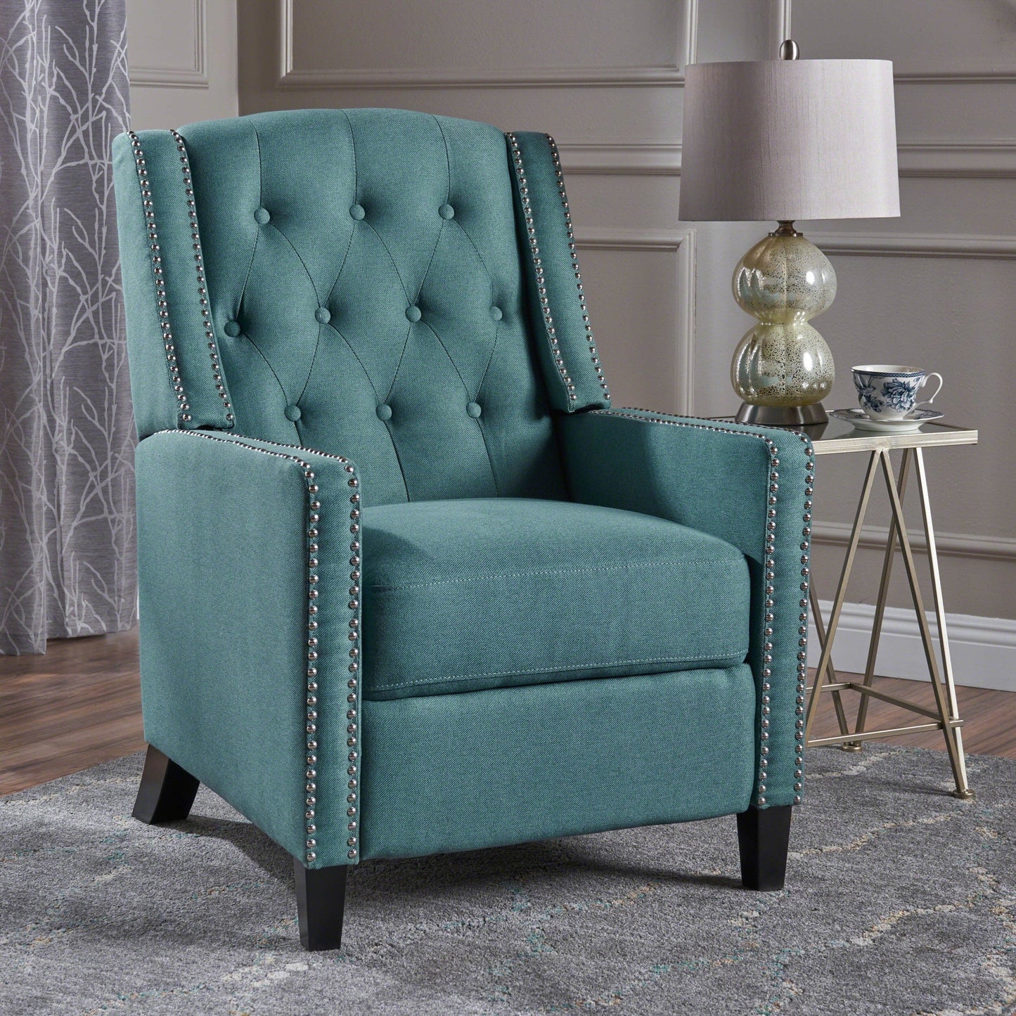 Roomfitters Classic Fabric Push Back Chair, Elegant Recliner for Living Room, Bedroom
