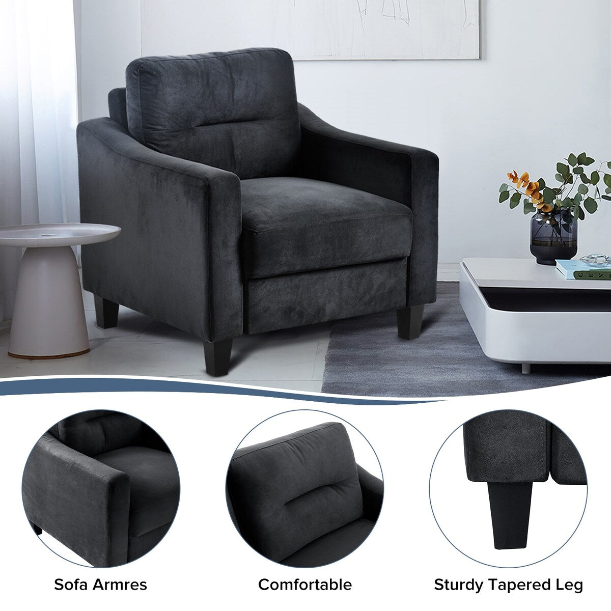 Roomfitters Comfortable Sectional Seater Couch and Sofa Set for Living Room, Bedroom, Office | Small Space Furniture