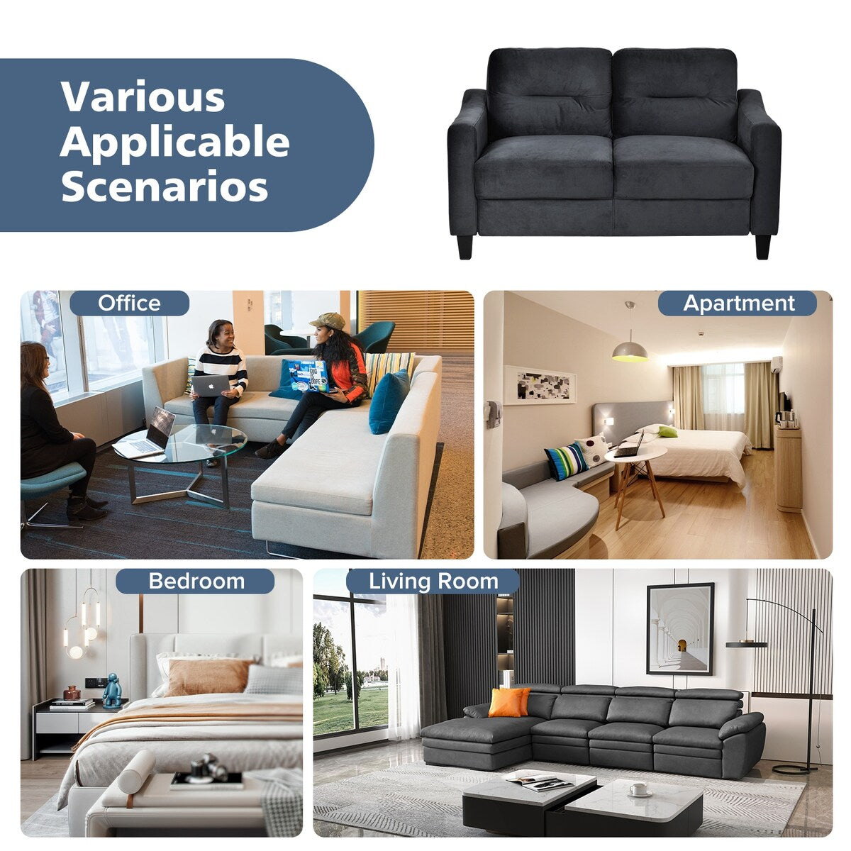Roomfitters Comfortable Sectional Seater Couch and Sofa Set for Living Room, Bedroom, Office | Small Space Furniture